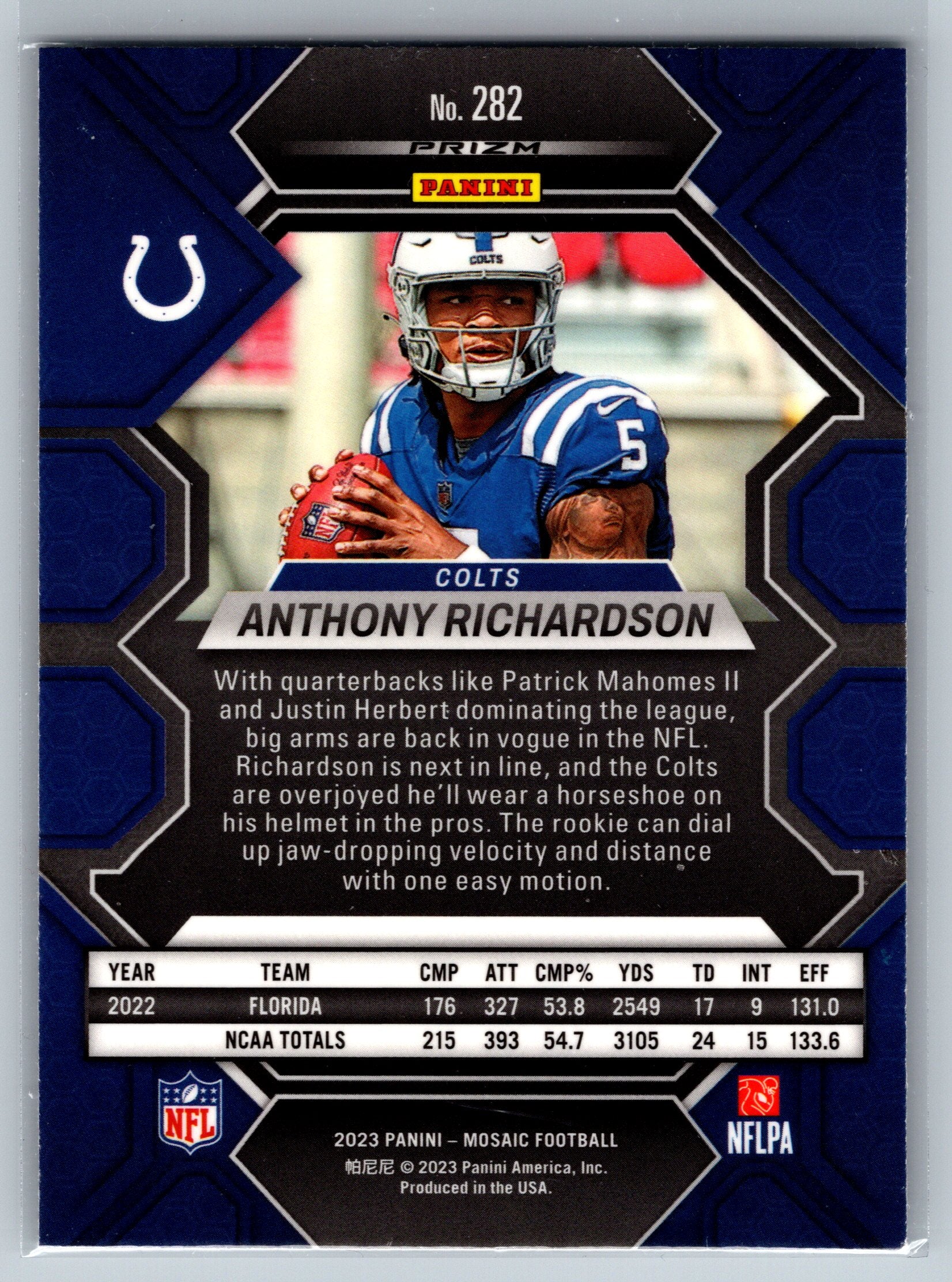 2023 Panini Mosaic Anthony Richardson Mosaic Rookie Card #282