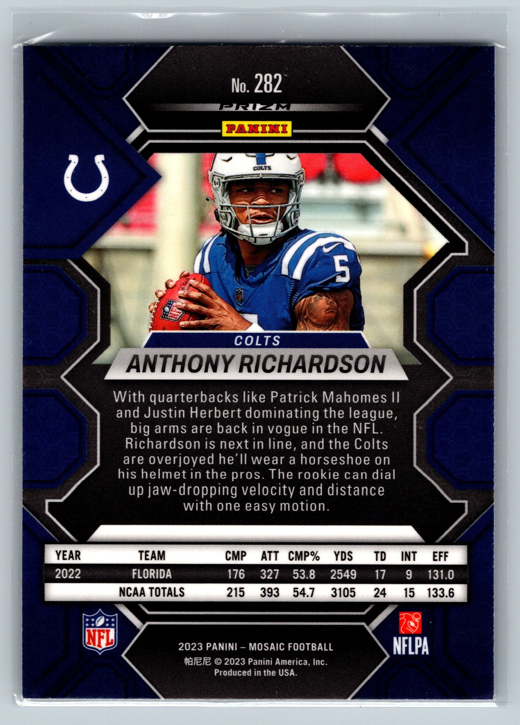 2023 Panini Mosiac Anthony Richardson Green Rookie Card #282