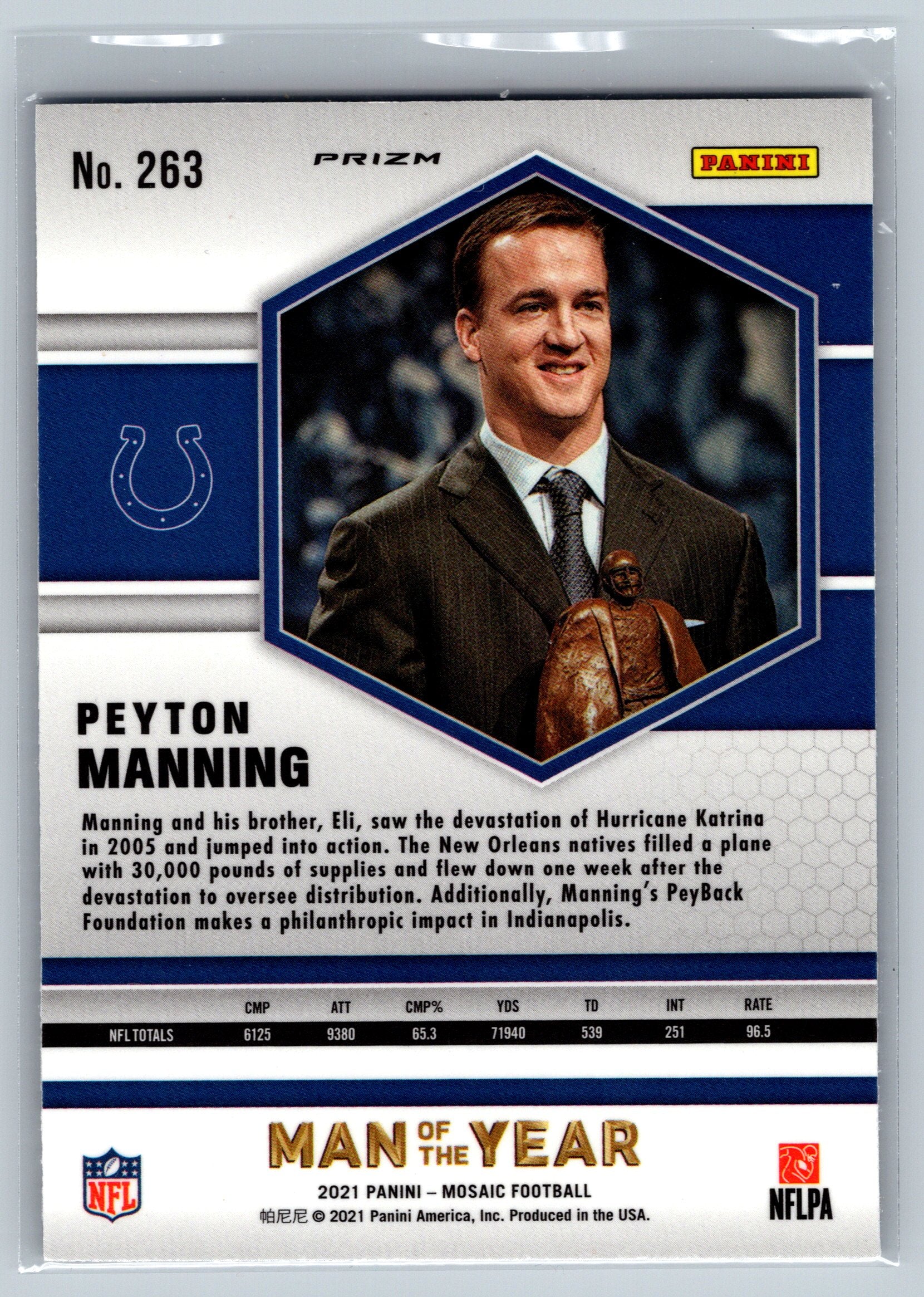 2021 Panini Mosaic Peyton Manning Man of the Year Blue Reactive #263