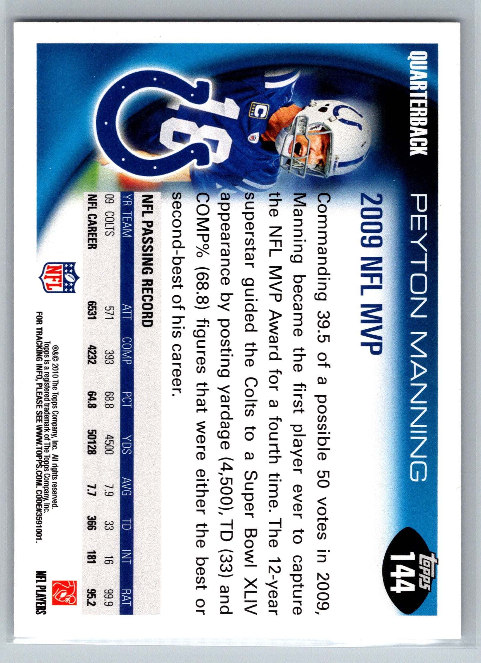 2010 Topps Peyton Manning MVP #144