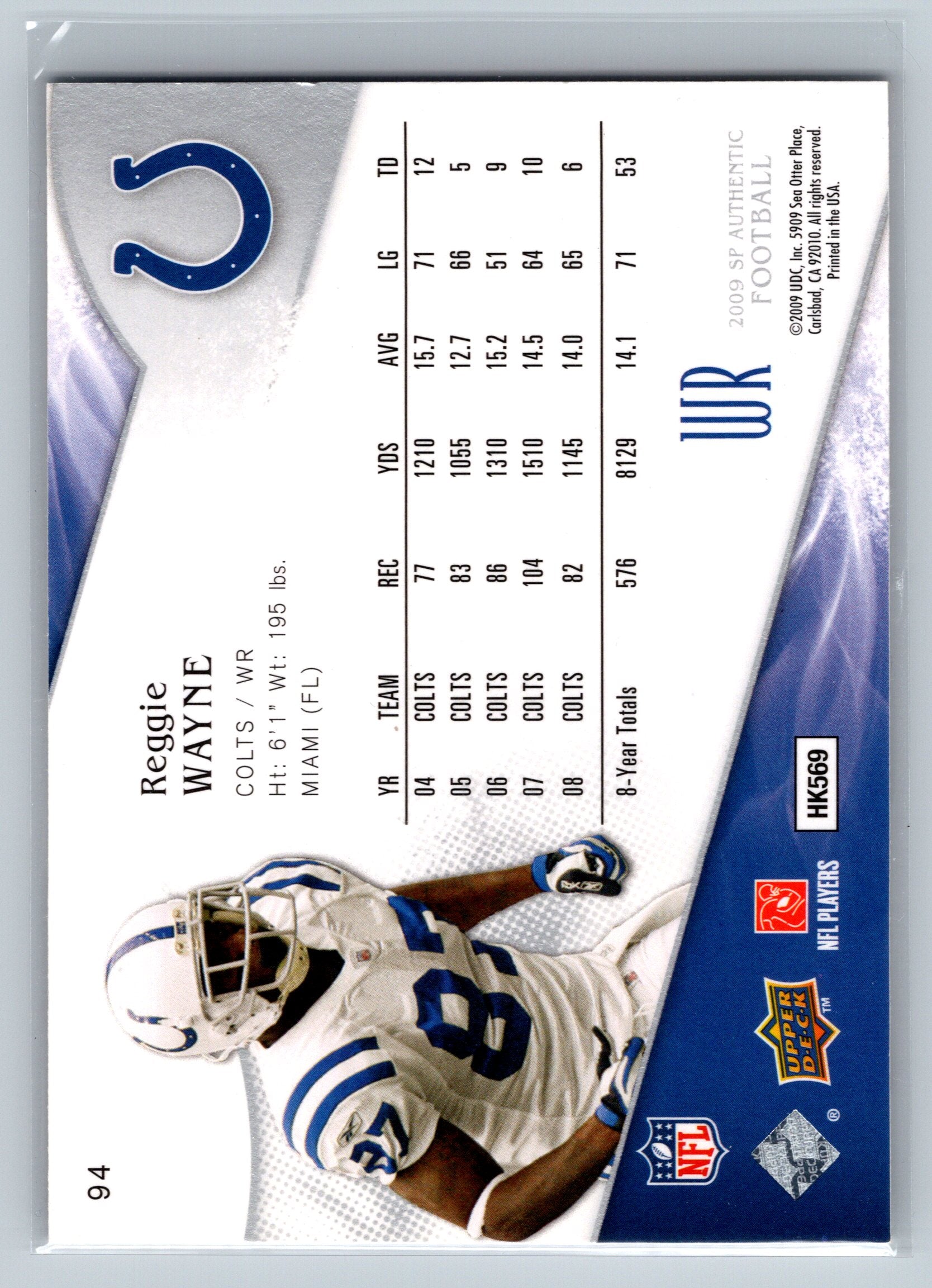 2009 Upper Deck SP Authentic Reggie Wayne #94