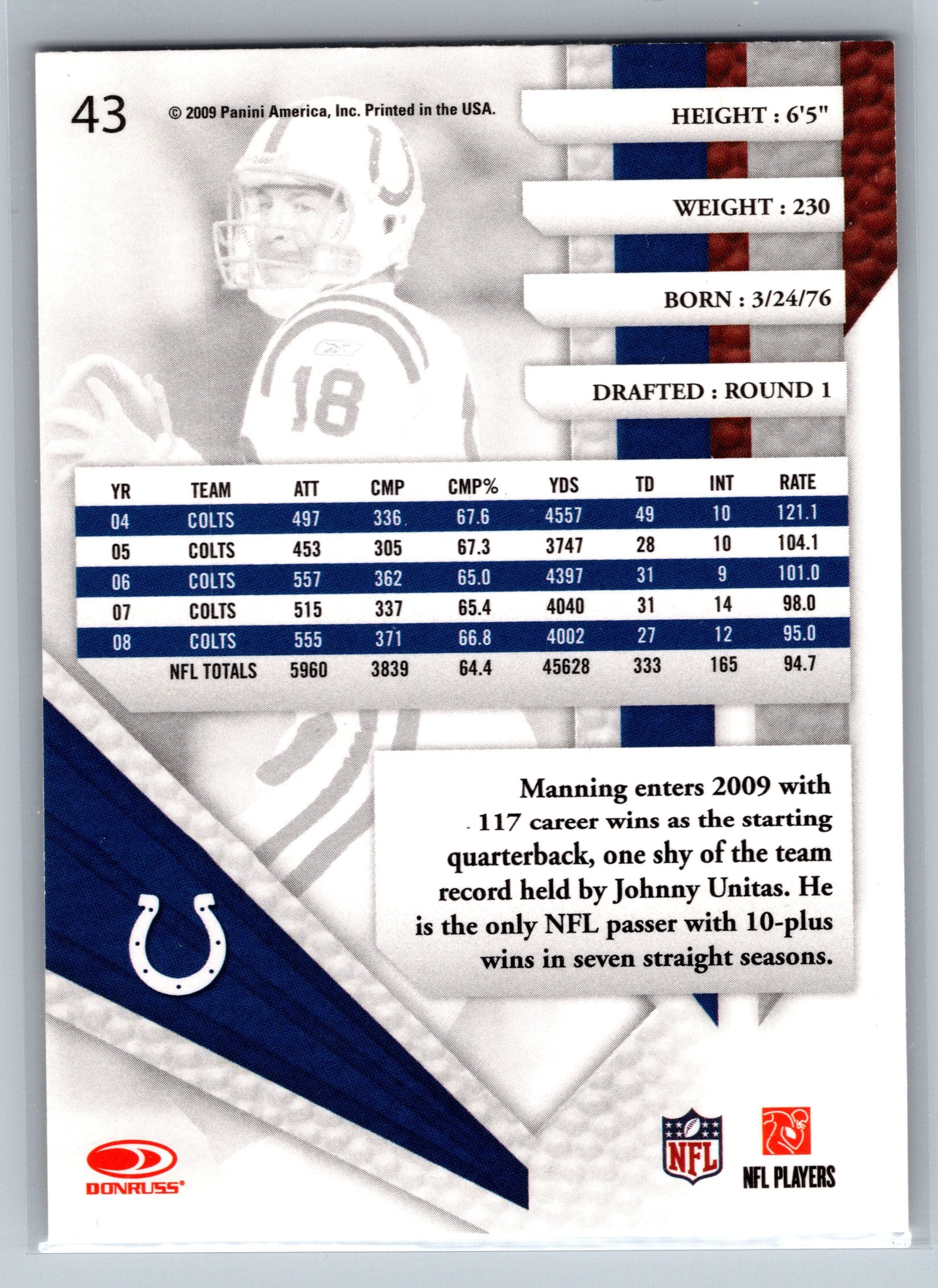 2009 Panini Absolute Peyton Manning #43