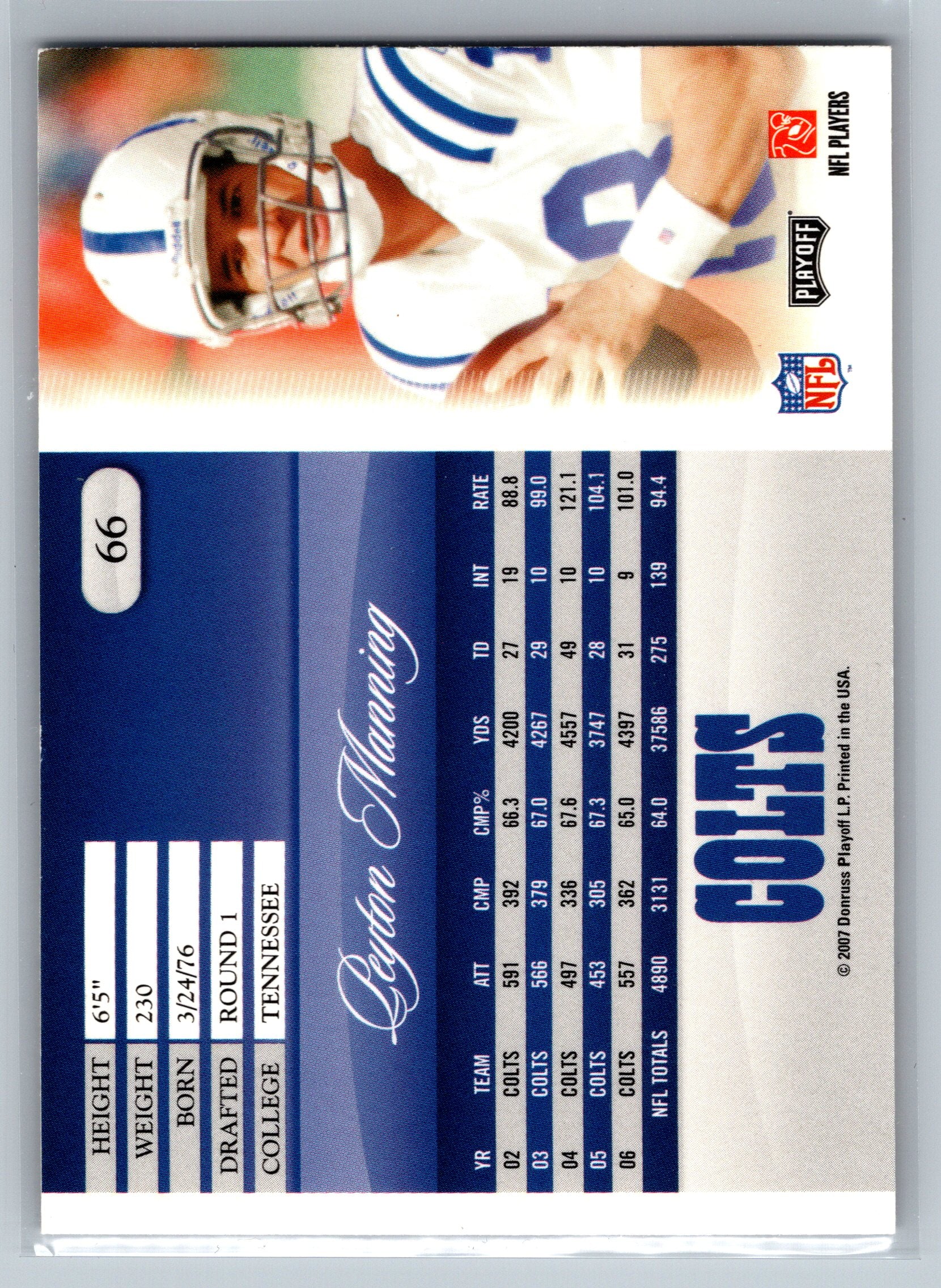 2007 Donruss Playoff Peyton Manning #66