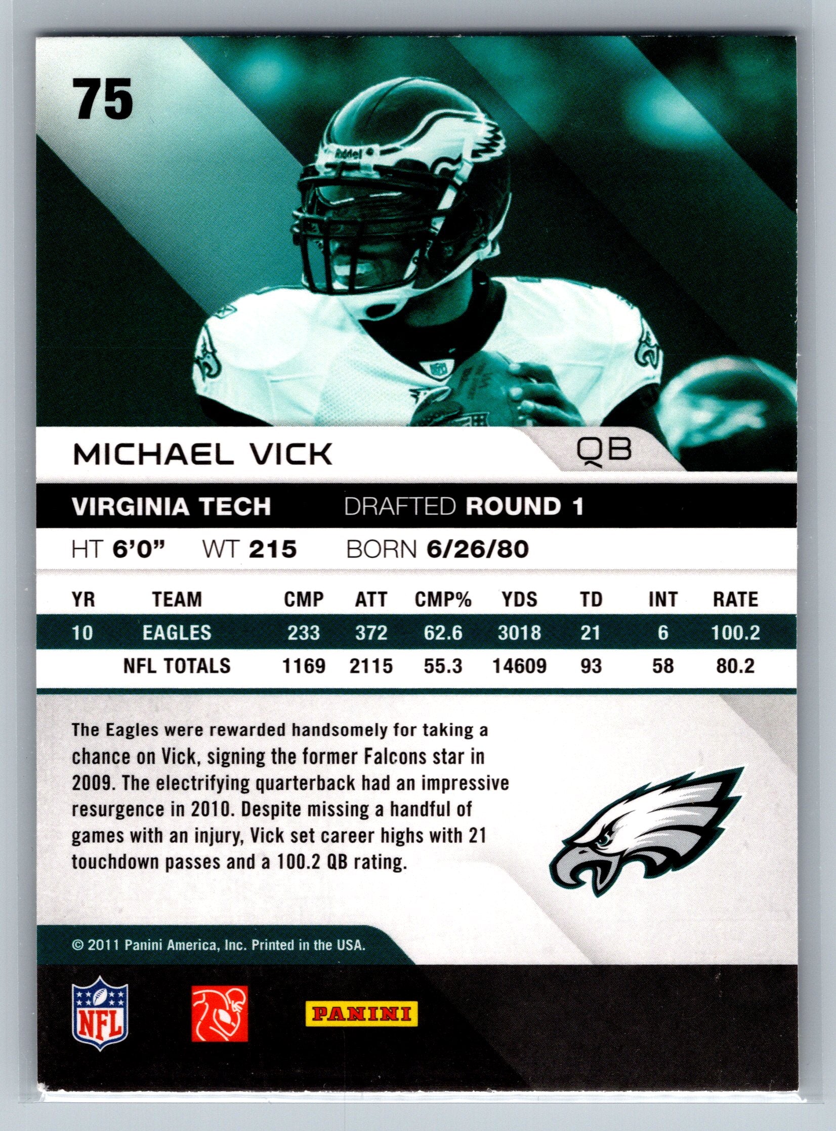 2011 Panini Absolute Michael Vick #75