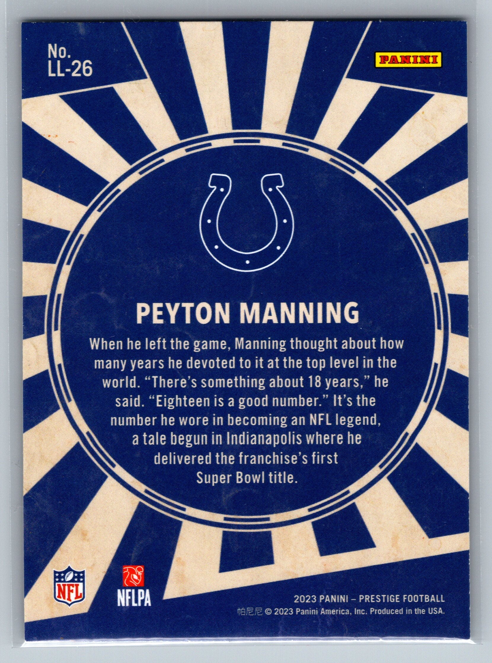 2023 Panini Prestige Living Legends Peyton Manning #LL-26