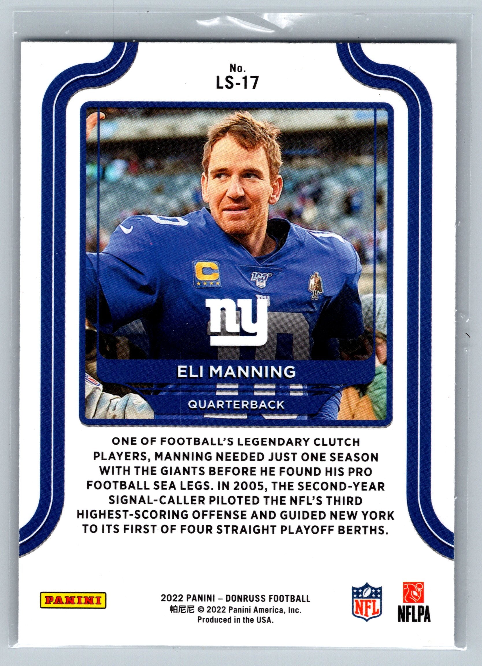2022 Panini Donruss Eli Manning Legends Series #LS-17