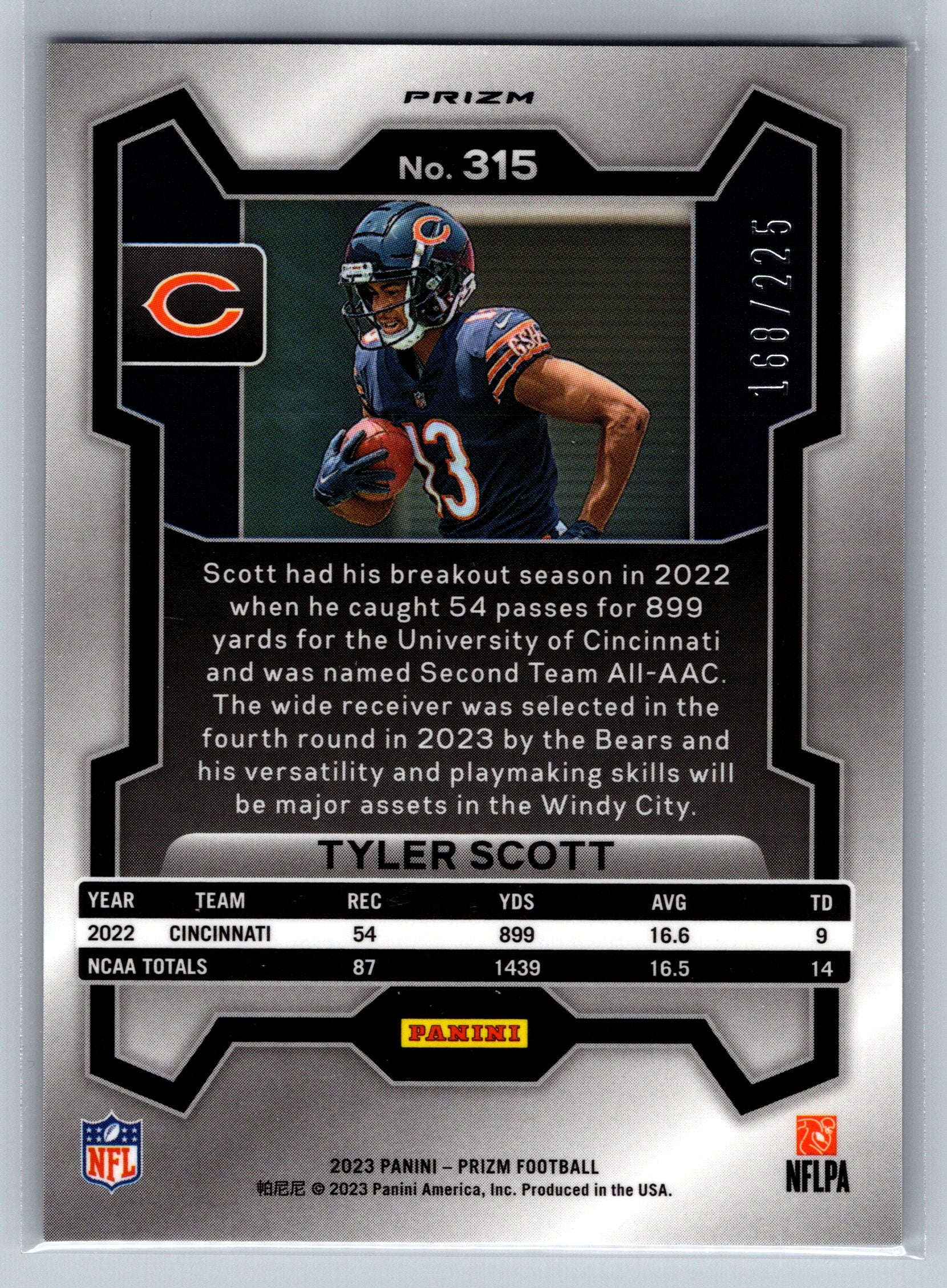 2023 Panini Prizm Tyler Scott Purple Cracked Ice Rookie Card /225 #315
