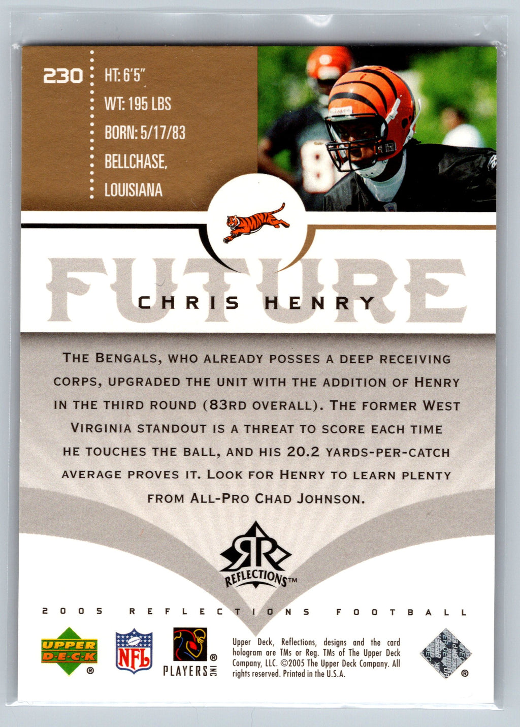2005 Upper Deck Reflections Chris Henry Future Rookie Card /50 #230