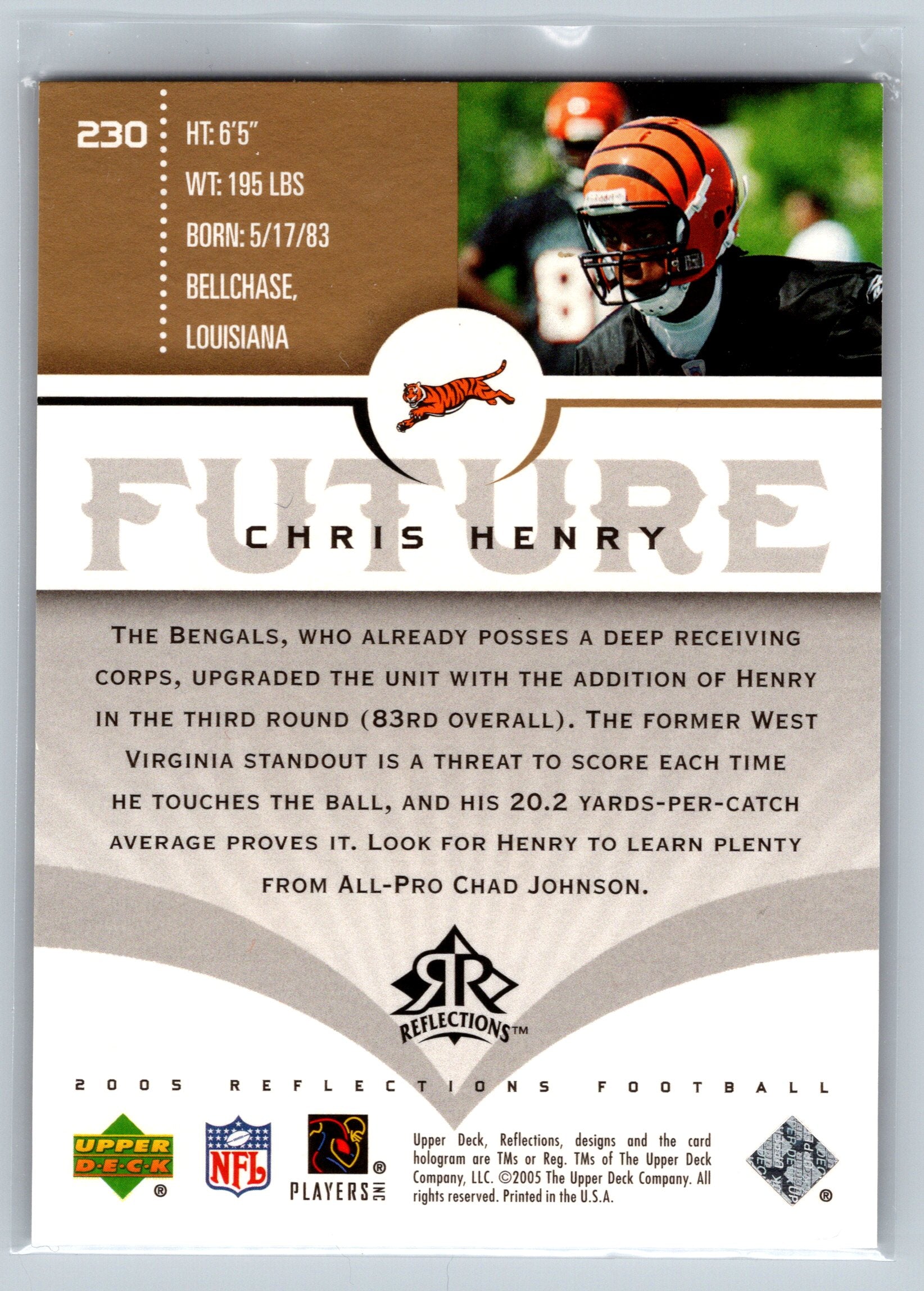 2005 Upper Deck Reflections Chris Henry Future Rookie Card /50 #230