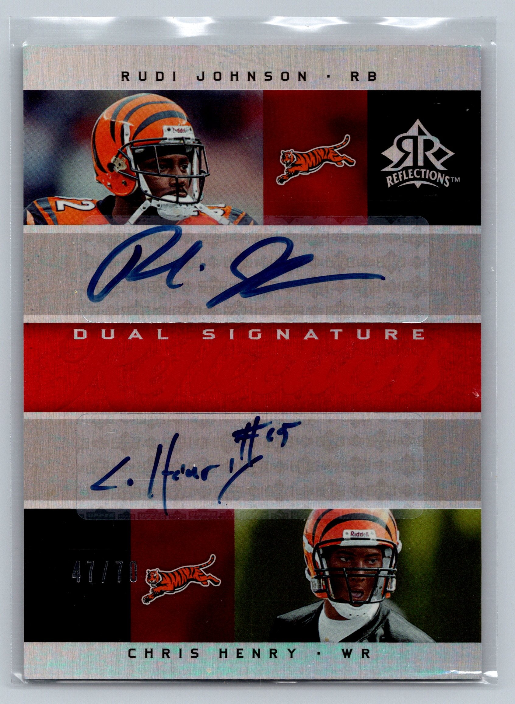 2005 Upper Deck Reflections Rudi Johnson/Chris Henry Rookie Dual Autograph #DS-JC