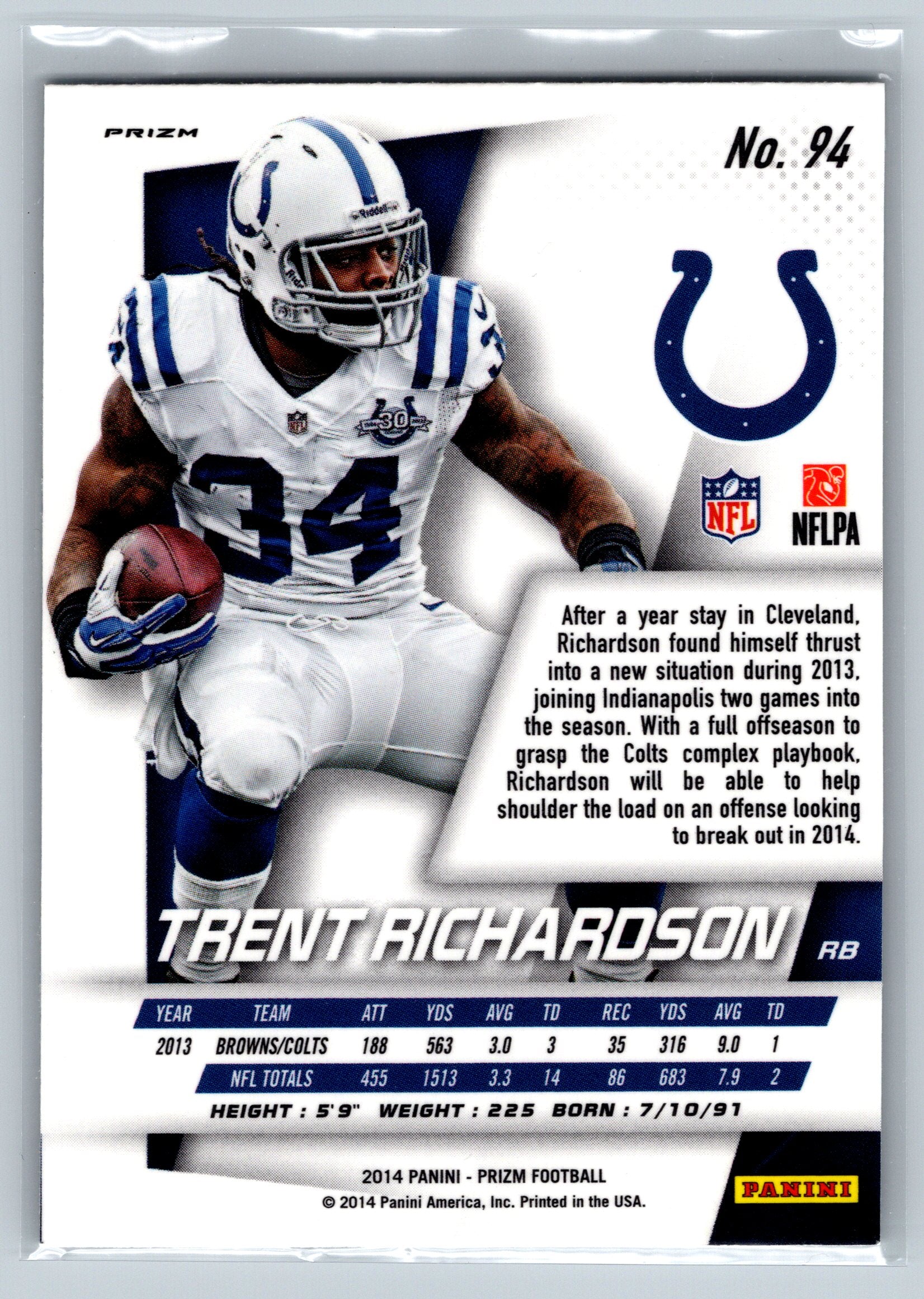 2014 Panini Prizm Trent Richardson Green #94