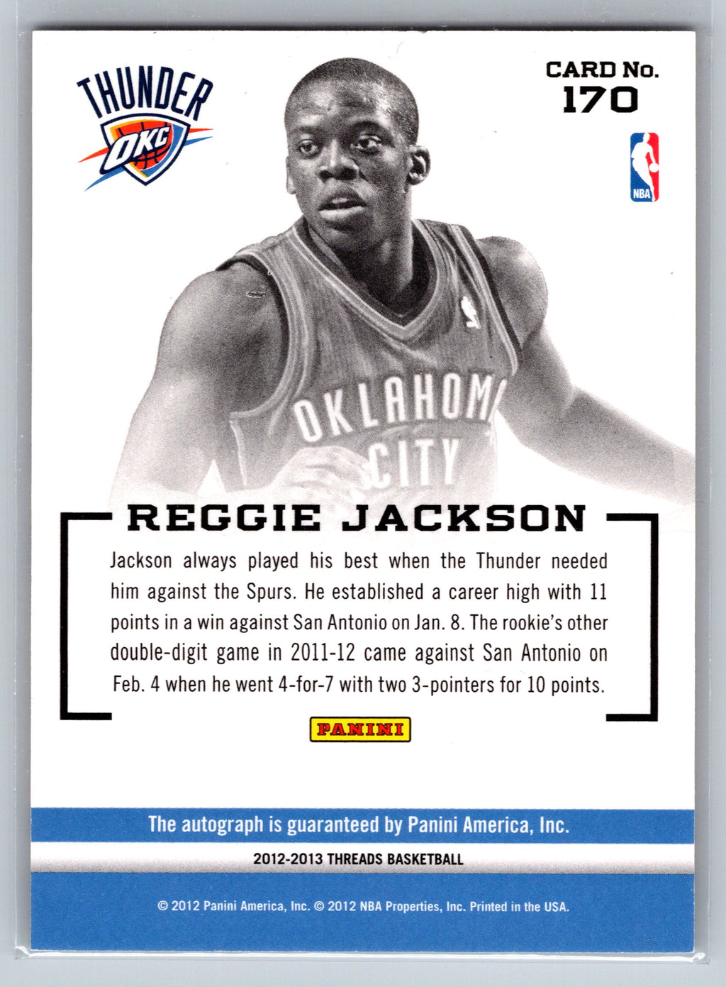 2012 Panini Threads Reggie Jackson On-Card Autograph #170