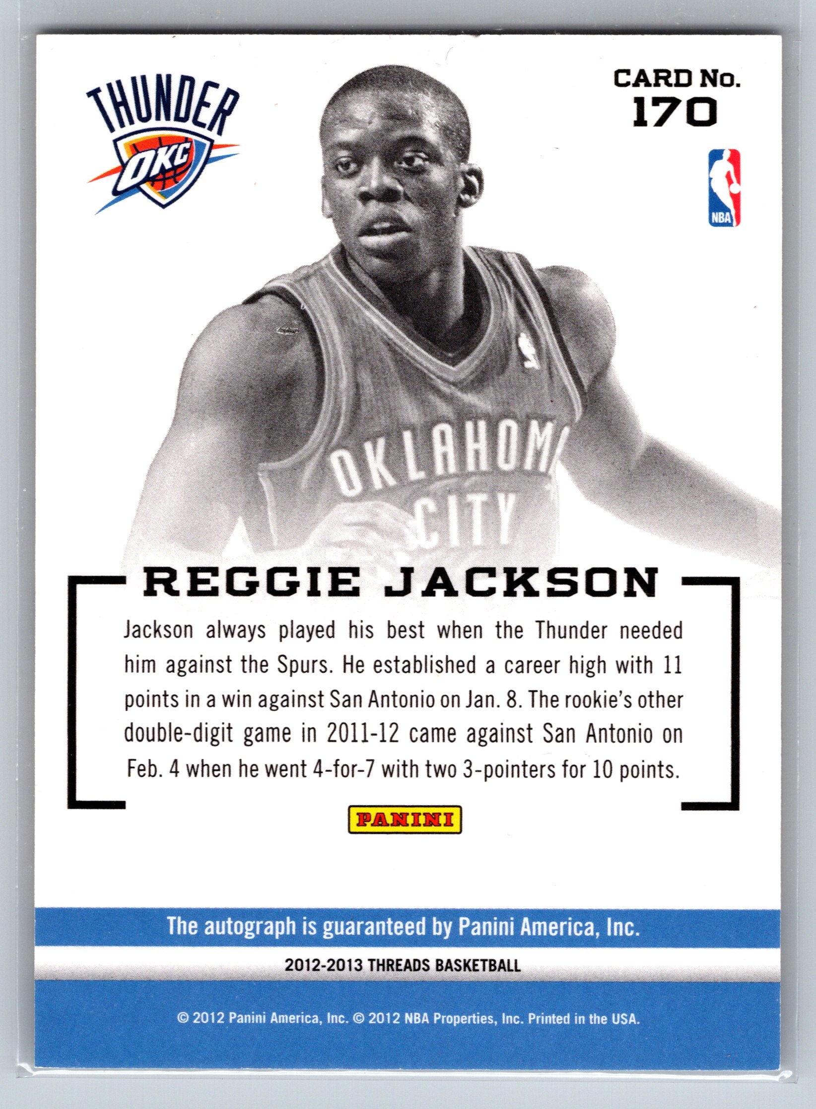 2012 Panini Threads Reggie Jackson On-Card Autograph #170