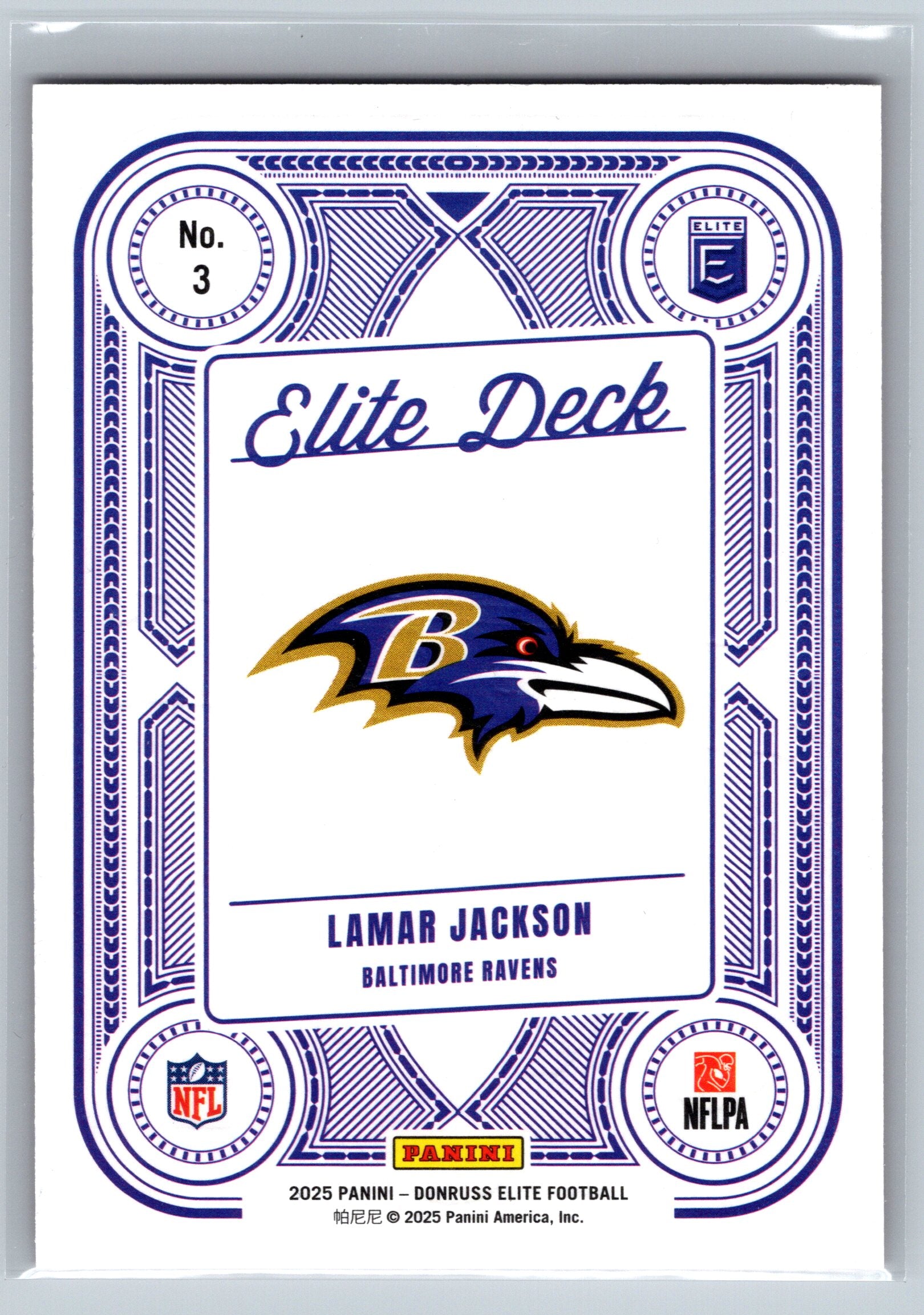 2025 Panini Elite Lamar Jackson Elite Deck Orange /199 #3