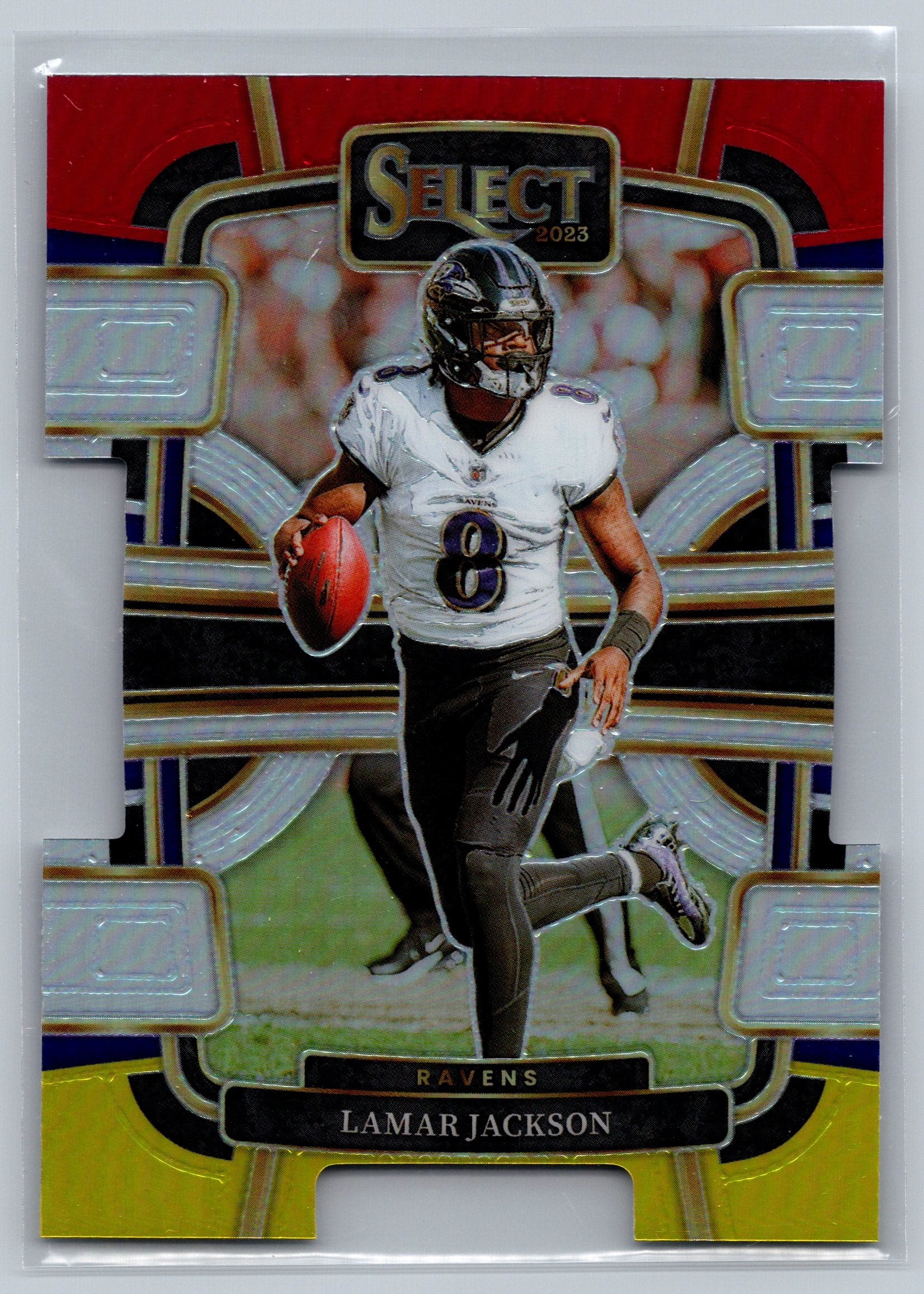 2023 Panini Select Lamar Jackson Red Yellow Concourse Level Die-Cut #7