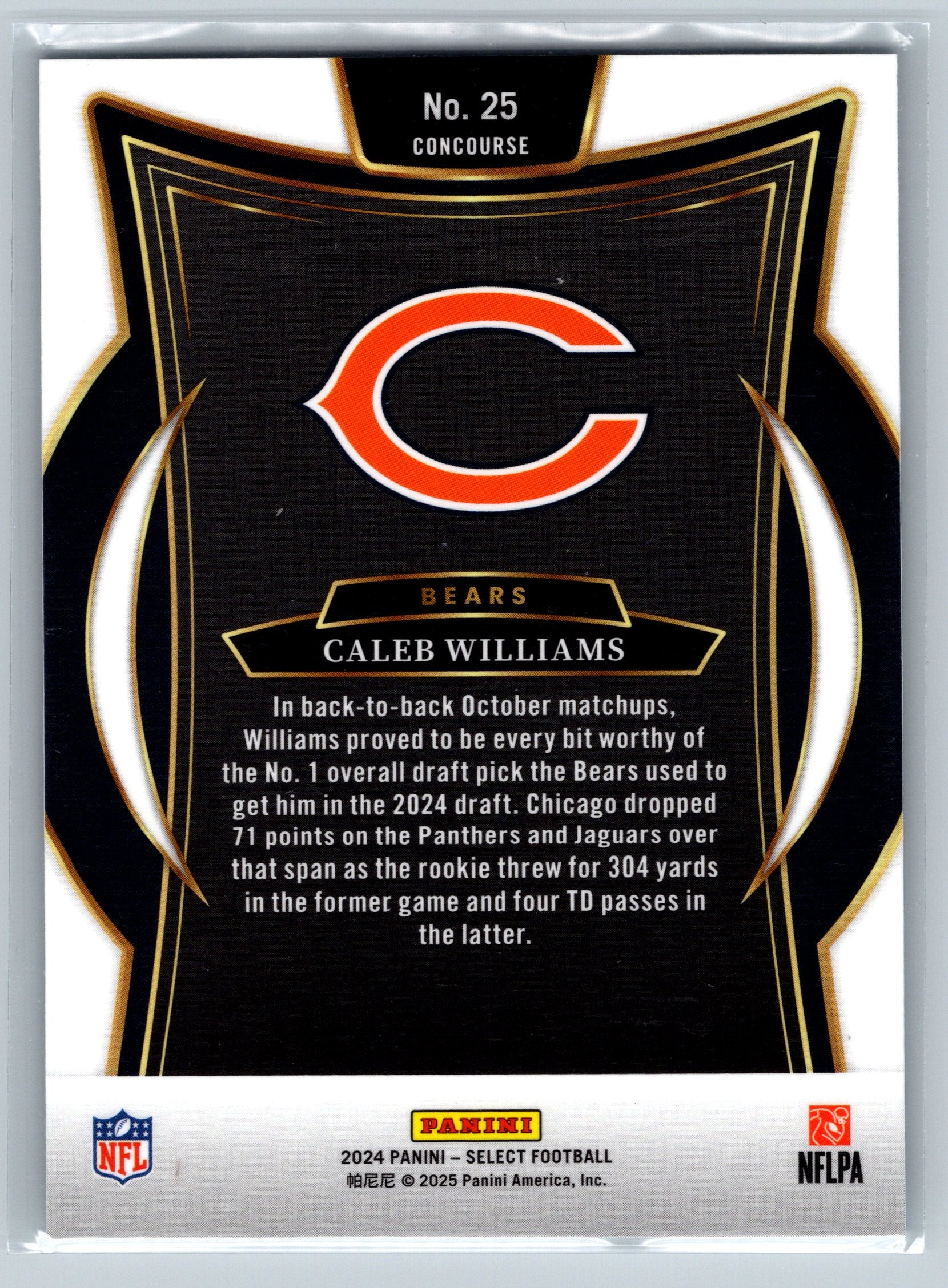 2024 Panini Select Caleb Williams Concourse Level Rookie Card #25