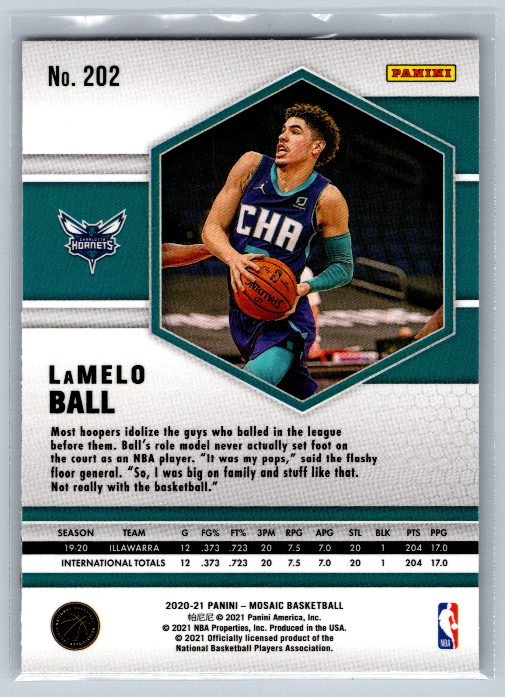 2020 Panini Mosaic Lamelo Ball Base Rookie Card #202