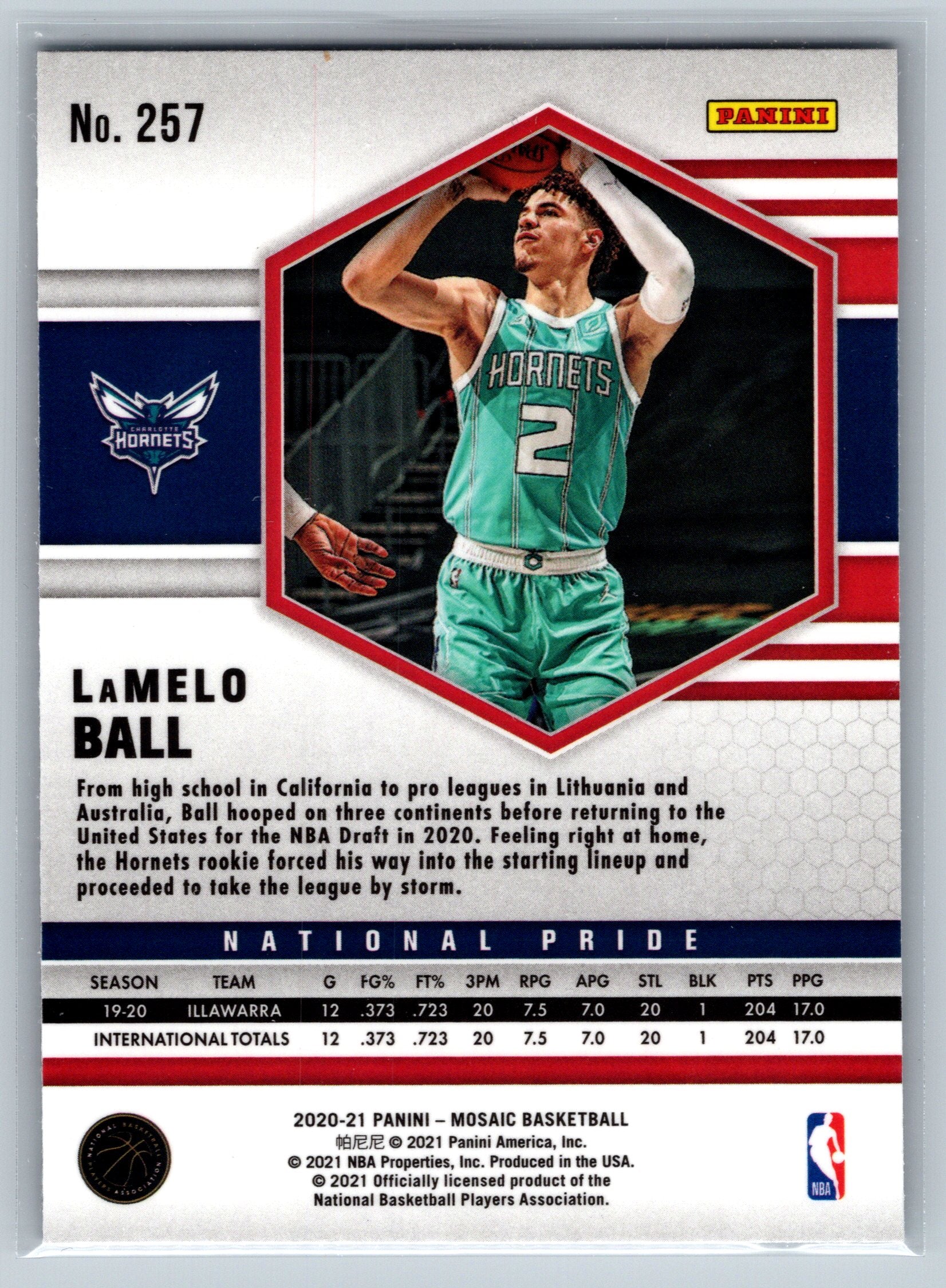 2020 Panini Mosaic Lamelo Ball National Pride Rookie Card #257