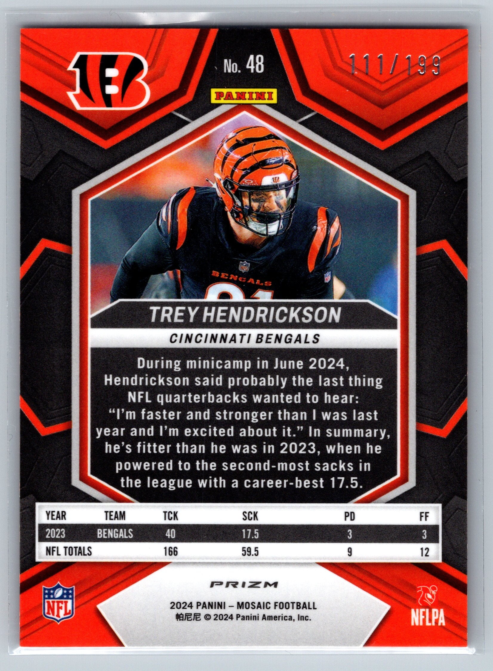 2024 Panini Mosaic Trey Hendrickson Orange /199 #48