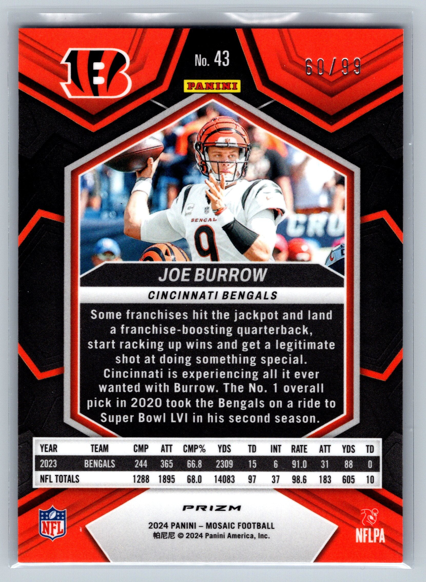 2024 Panini Mosiac Joe Burrow Blue /99 #43