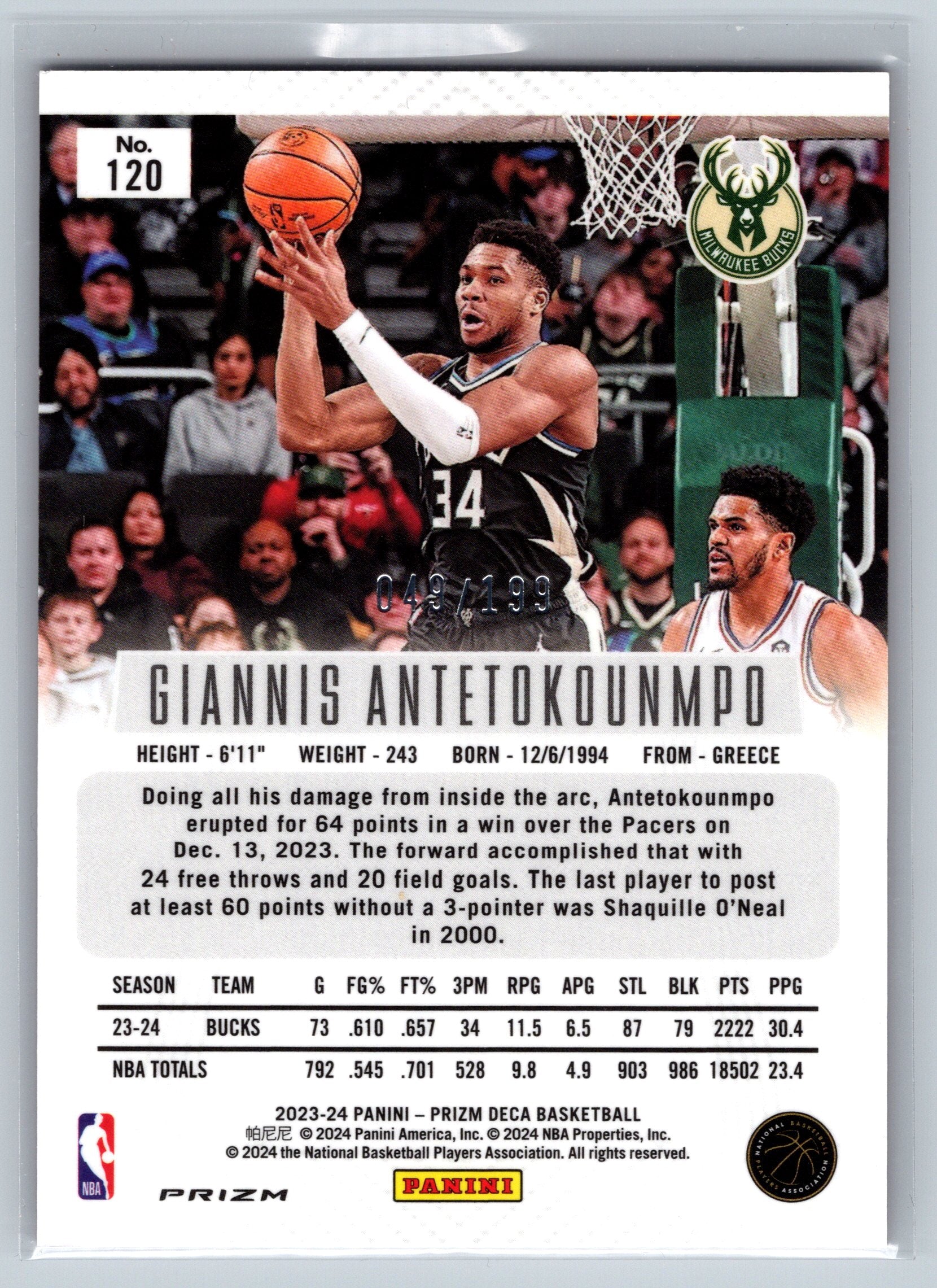 2023 Panini Prizm Deca Giannis Antetokounmpo Red /199 #120
