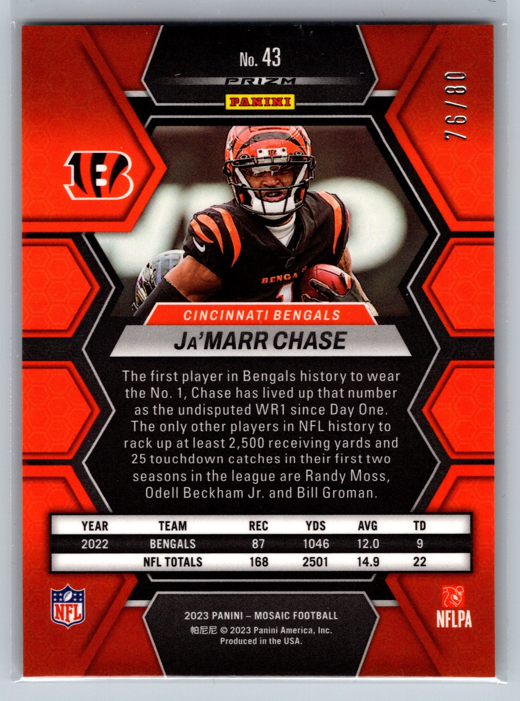 2023 Panini Mosaic Ja'Marr Chase Choice /80 #43