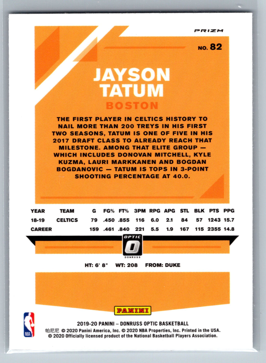 2019 Panini Optic Jayson Tatum Silver Wave #82