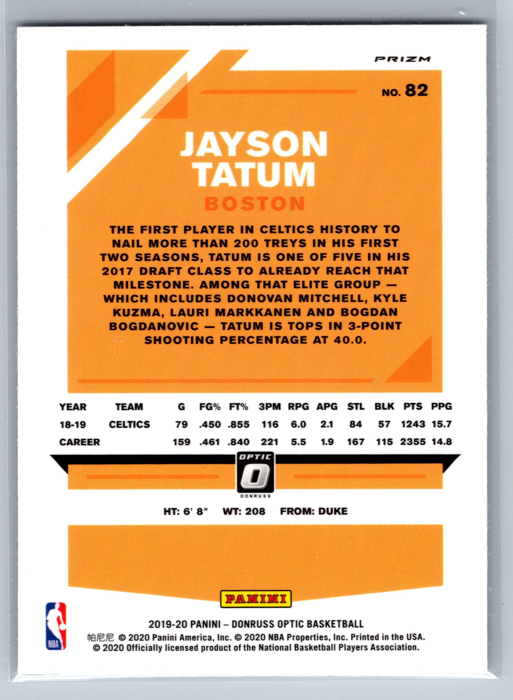 2019 Panini Optic Jayson Tatum Silver Wave #82