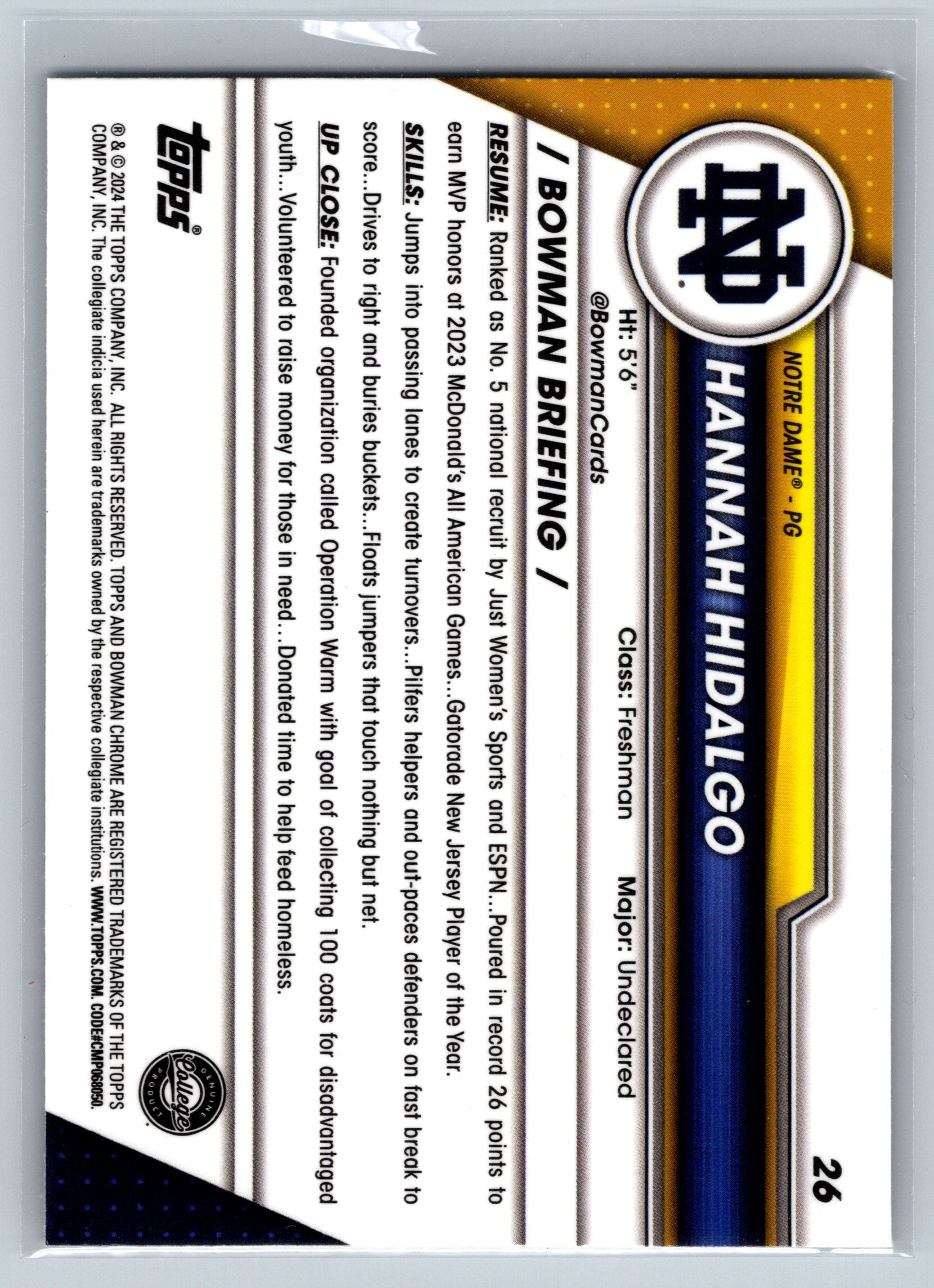 2024 Topps Hannah Hildago 1st Bowman #26