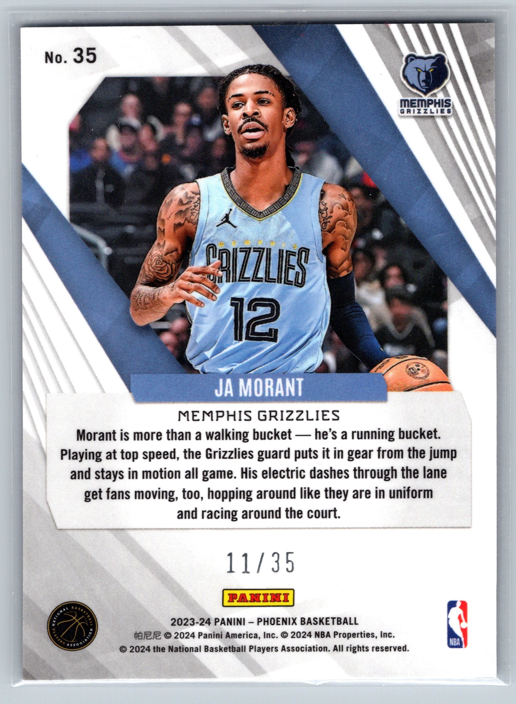 2023 panini Phoenix Ja Morant Blue Scope /35 #35