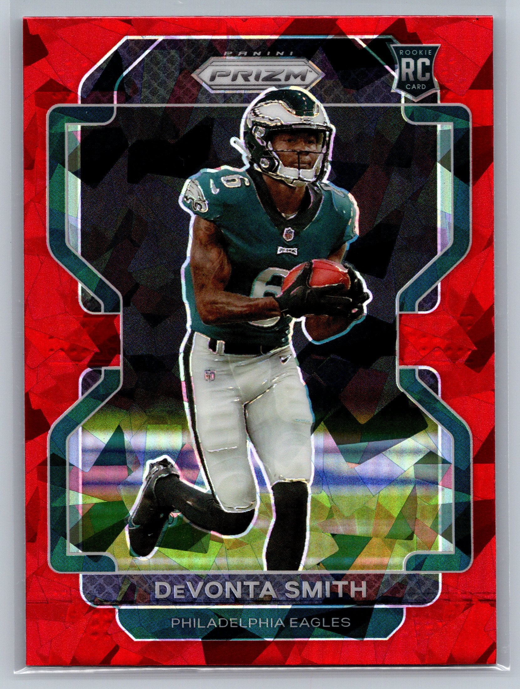 2021 Panini Prizm DeVonta Smith Red Cracked Ice Rookie Card #335