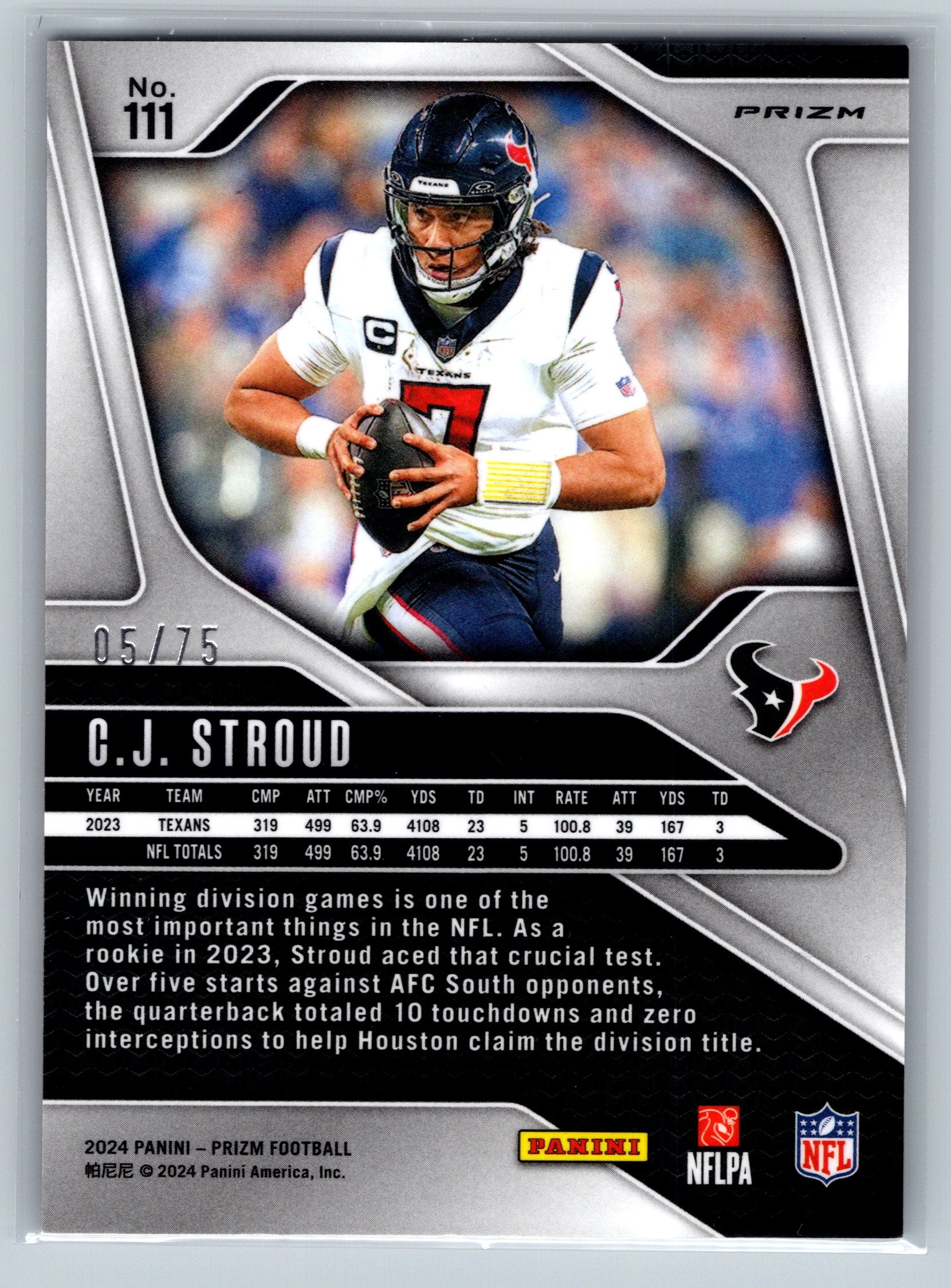 2024 Panini Prizm CJ Stroud Red No Huddle /75 #111