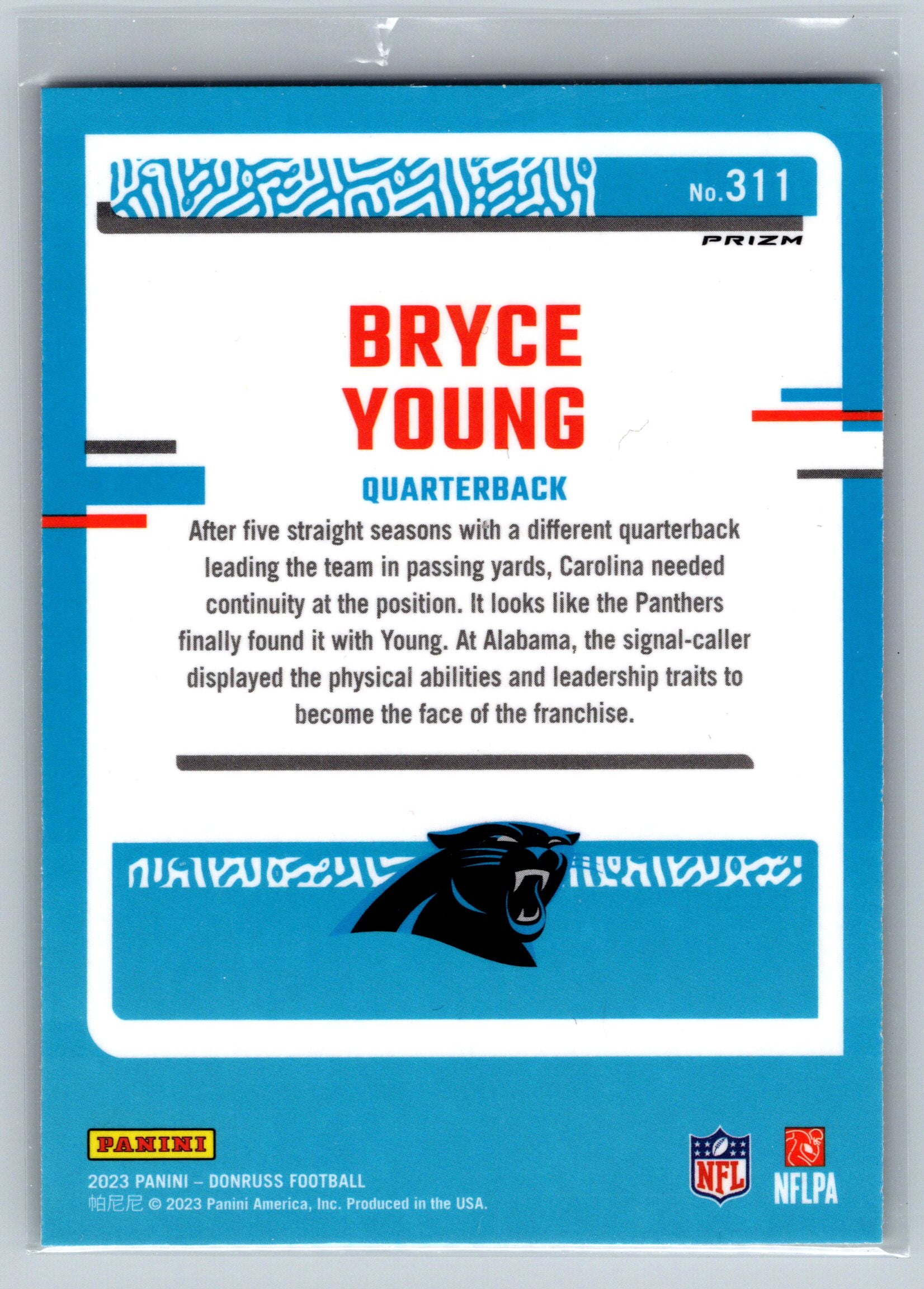 2023 Panini Donruss Bryce Young Green Red Optic Preview #311