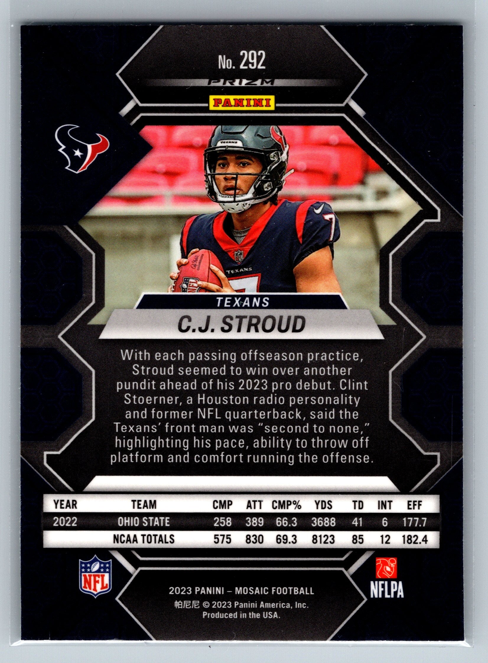 2023 Panini Mosaic CJ Stroud Green Mosaic Rookie Card #292