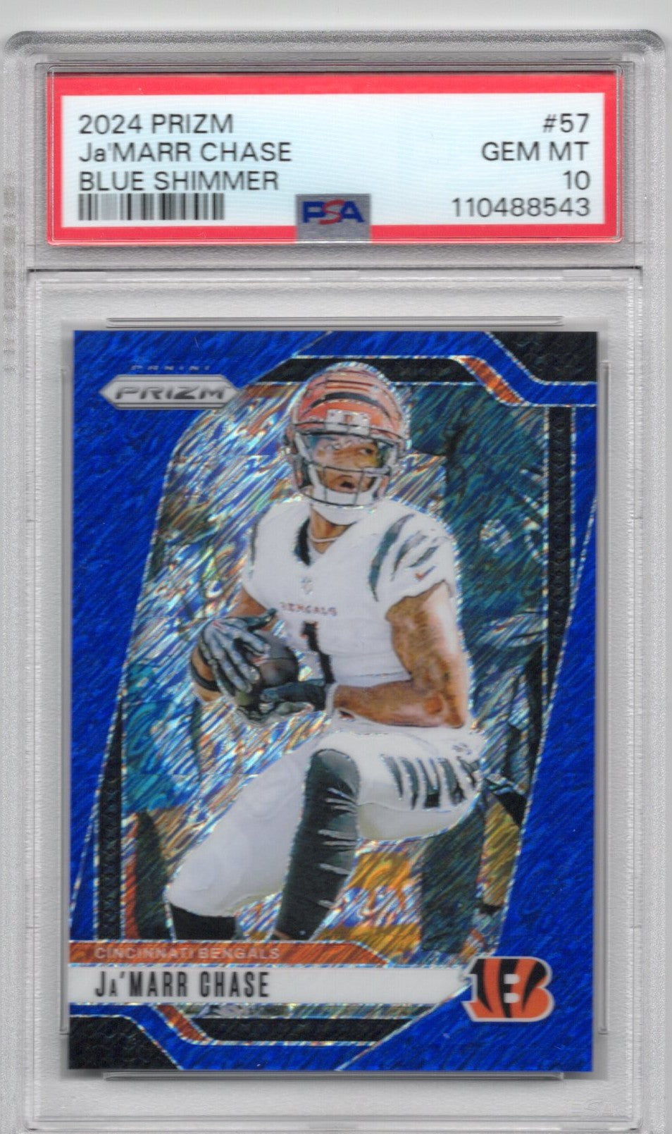 2024 Panini Prizm Ja'Marr Chase Blue Shimmer /25 PSA 10 #57