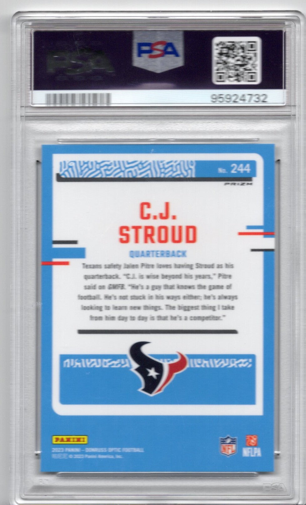 2023 Panini Optic CJ Stroud Holo Rookie Card PSA 9 #244