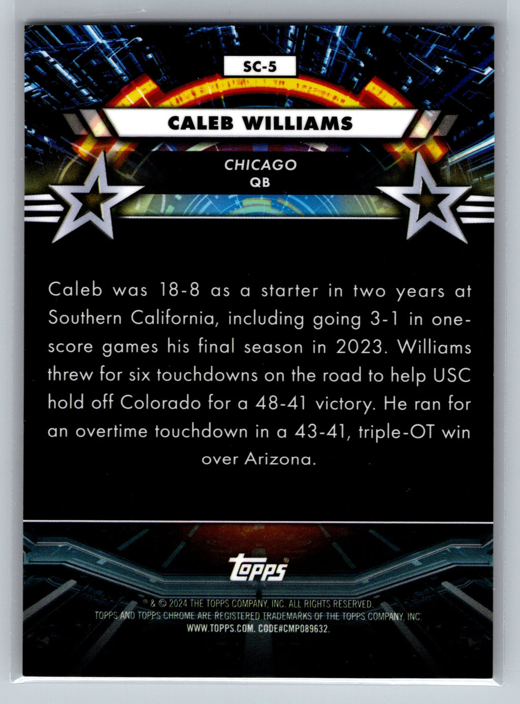 2024 Topps Chrome Caleb Williams Star Command /50 #SC-5