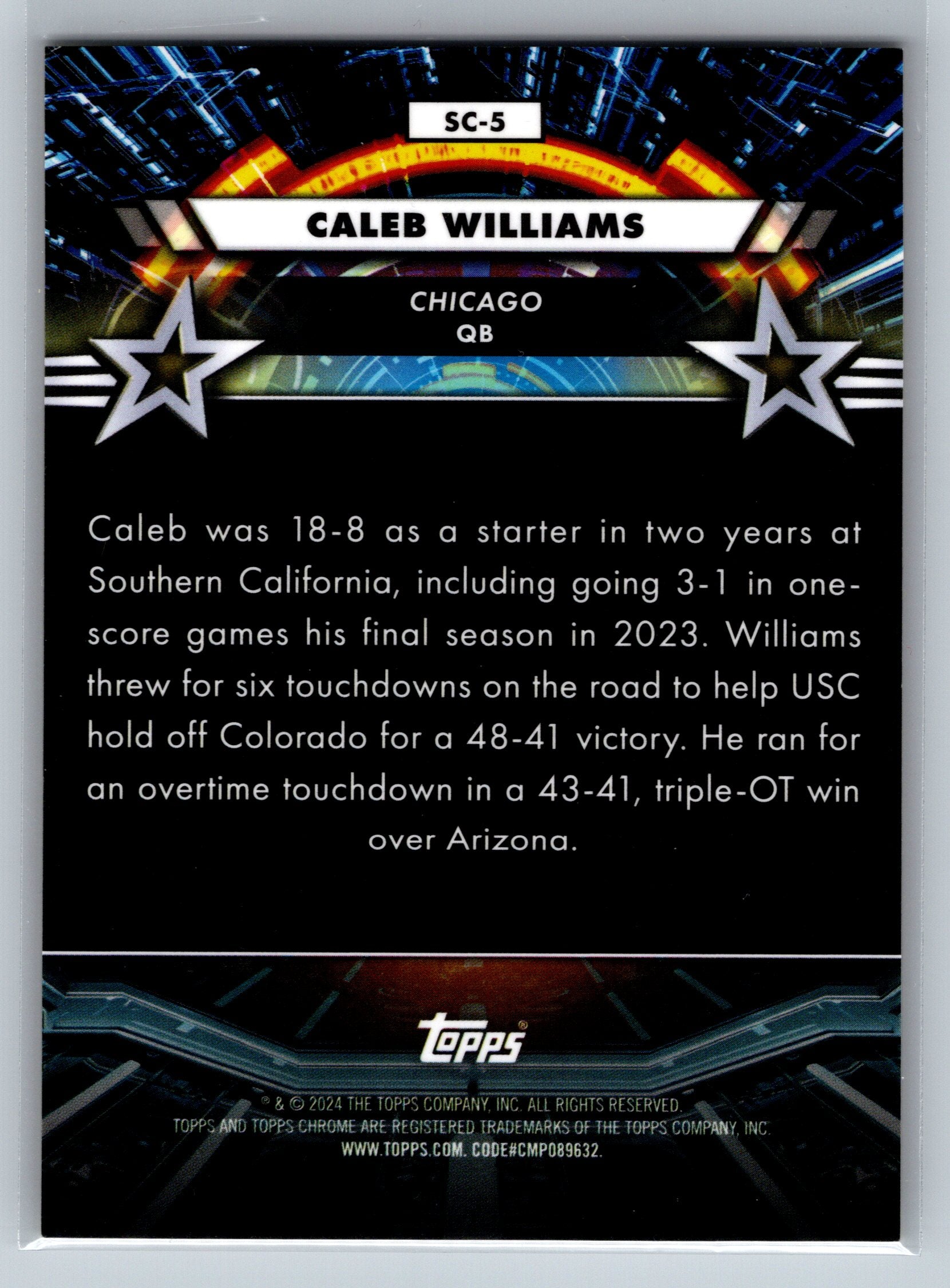 2024 Topps Chrome Caleb Williams Star Command /50 #SC-5