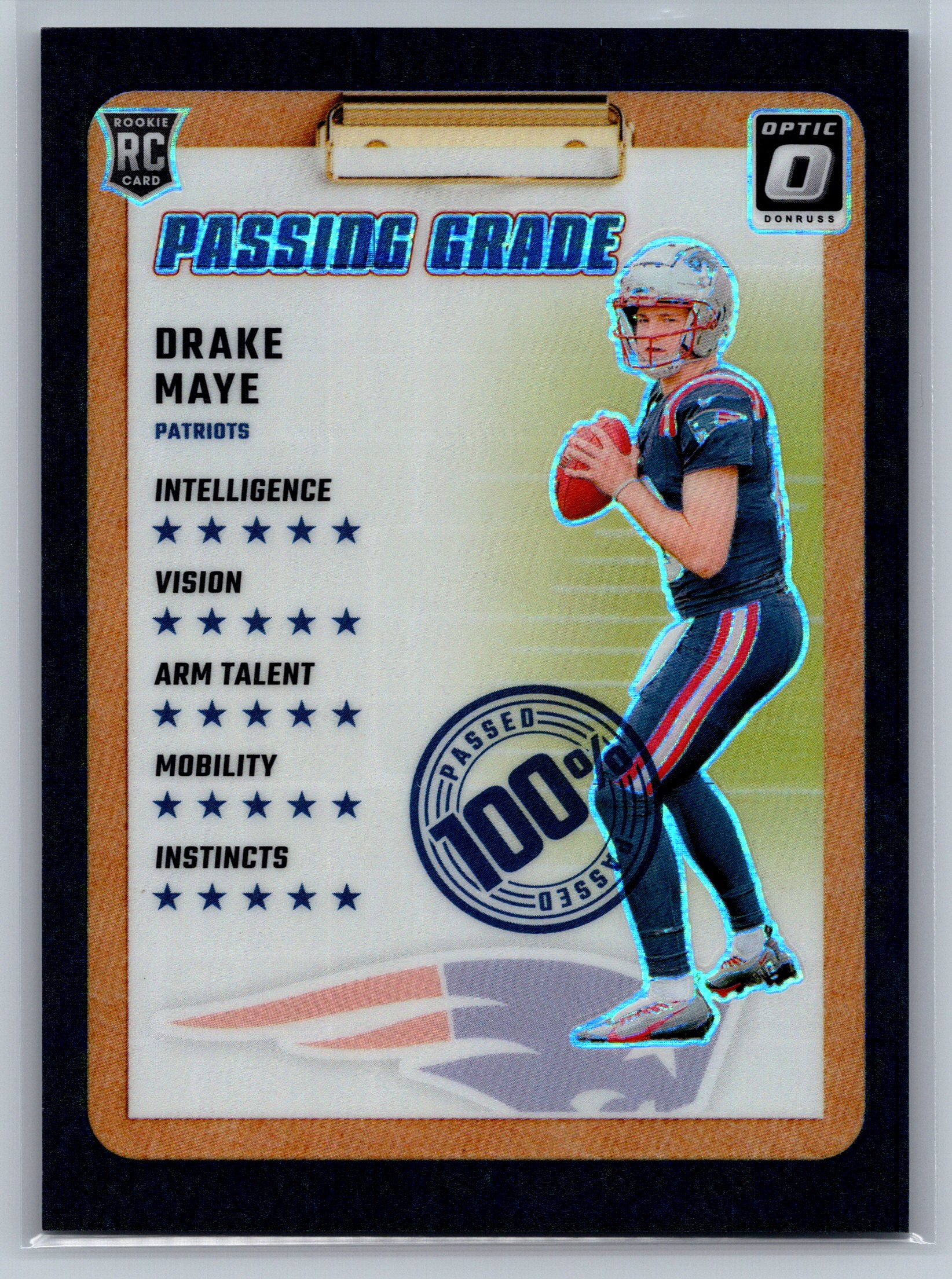2024 Panini Optic Drake Maye Passing Grade Black Pandora /25 JERSEY NUMBER #4