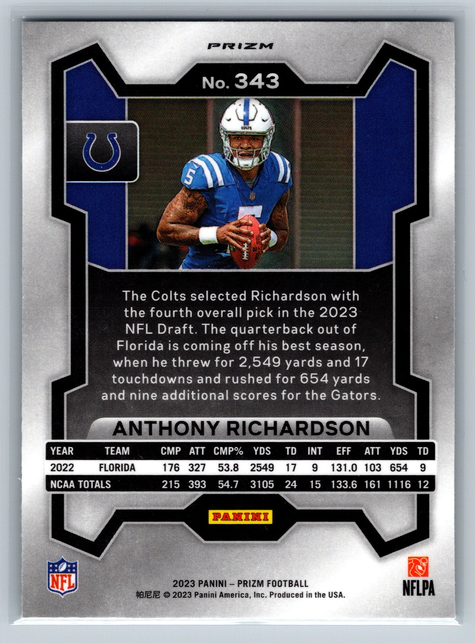 2023 Panini Prizm Anthony Richardson Green Wave Rookie Card #343