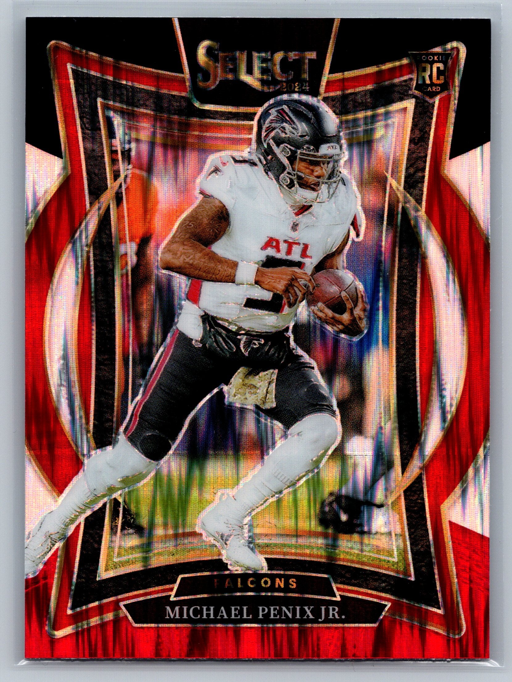 2024 Panini Select Michael Penix Jr. Black Red Shock Concourse Level Rookie Card #80
