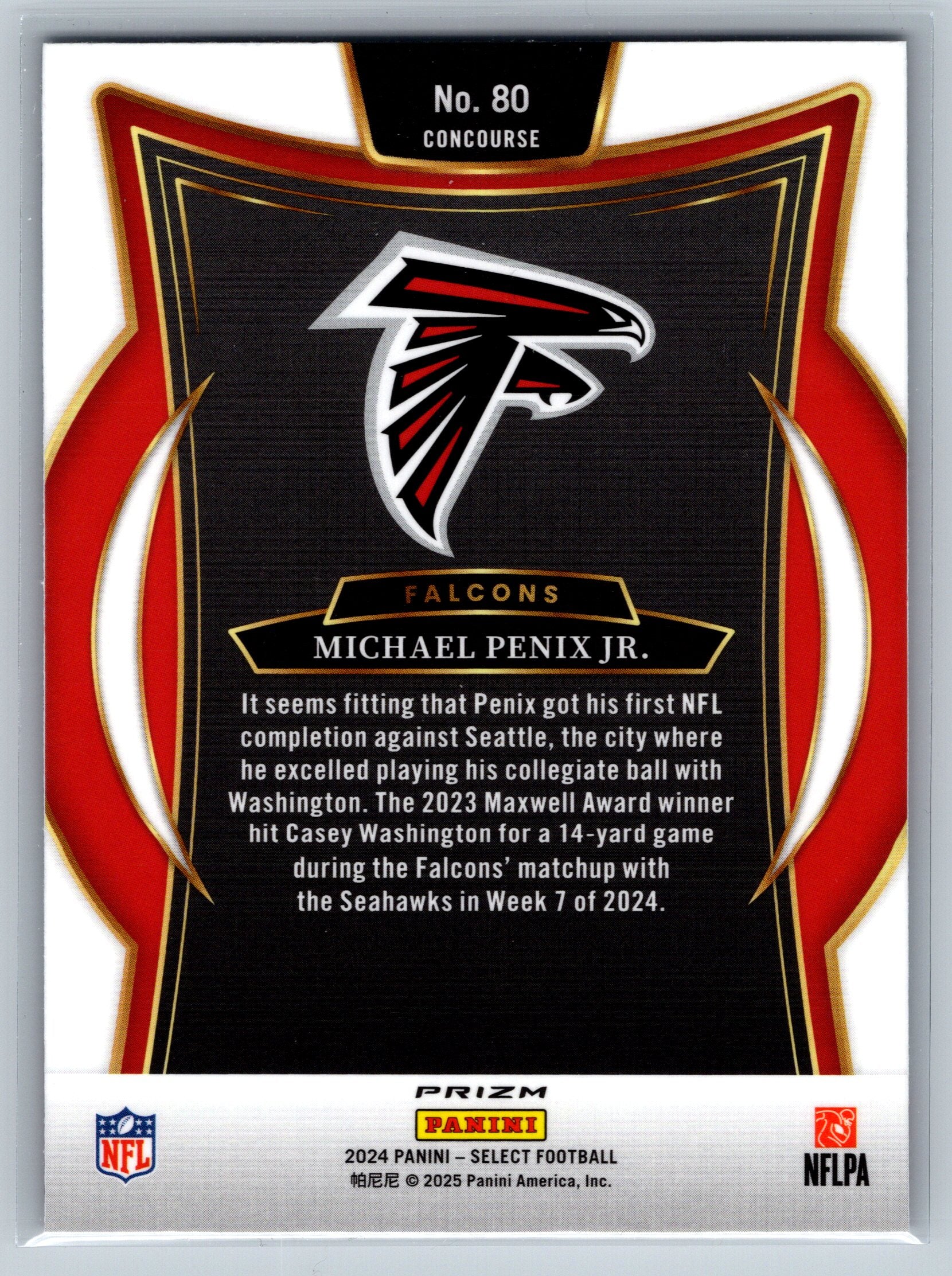 2024 Panini Select Michael Penix Jr. Black Red Shock Concourse Level Rookie Card #80