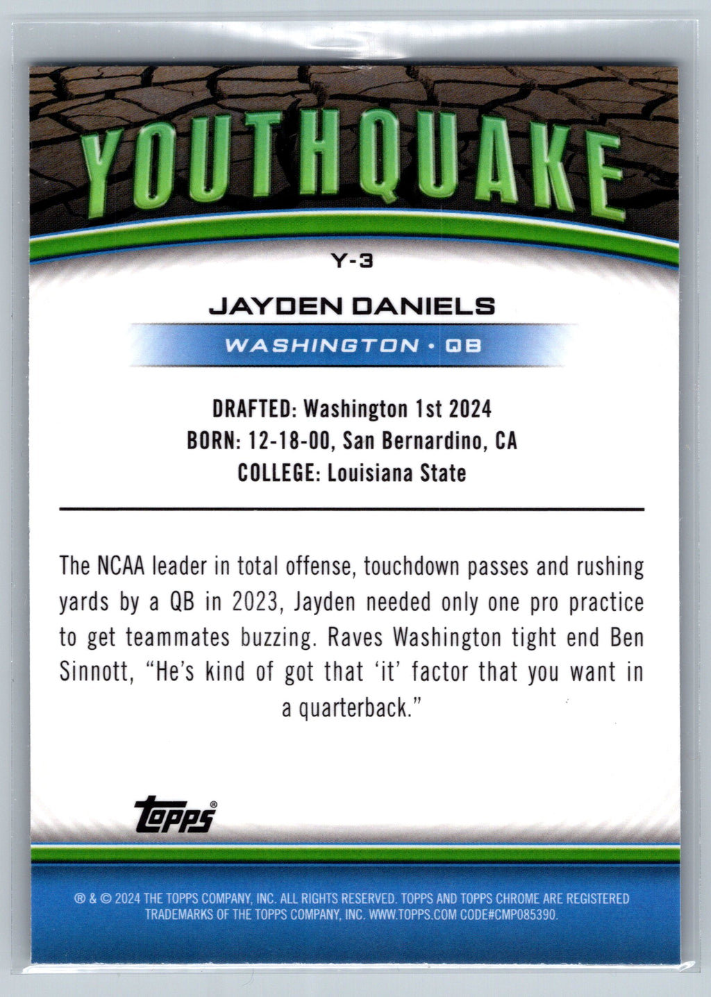 2024 Topps Chrome Jayden Daniels Youthquake Lazer #Y-2