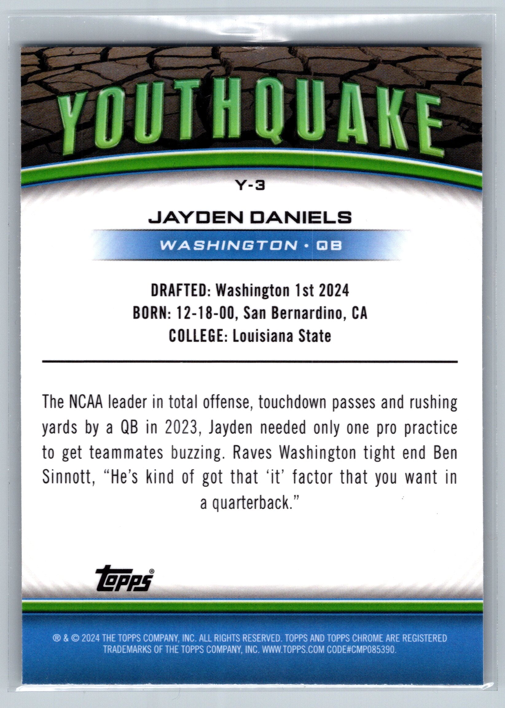 2024 Topps Chrome Jayden Daniels Youthquake Lazer #Y-2