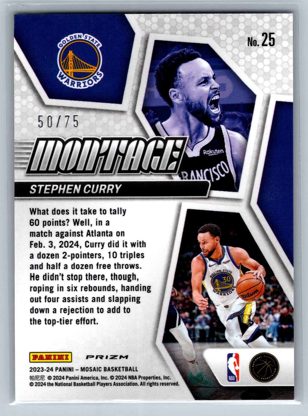 2023 Panini Mosaic Stephen Curry Teal Montage /75 #25