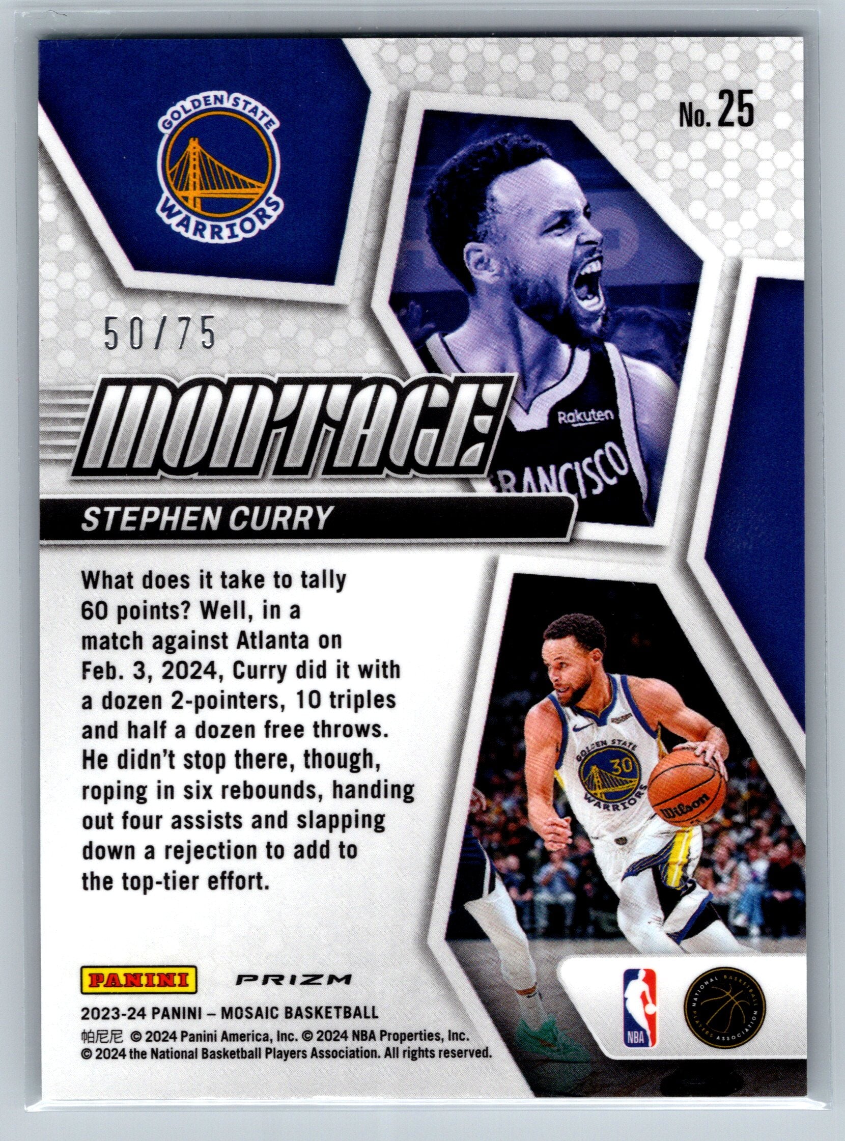 2023 Panini Mosaic Stephen Curry Teal Montage /75 #25