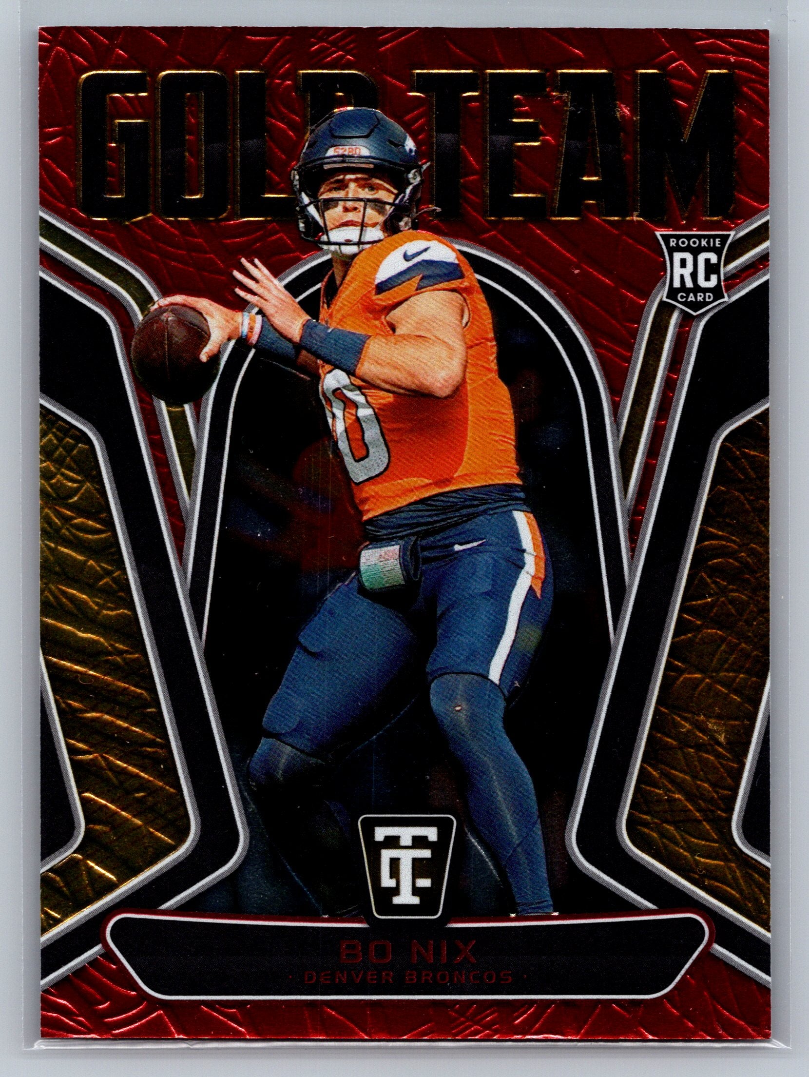 2024 Panini Totally Certified  Bo Nix Gold Team Red /249 #17