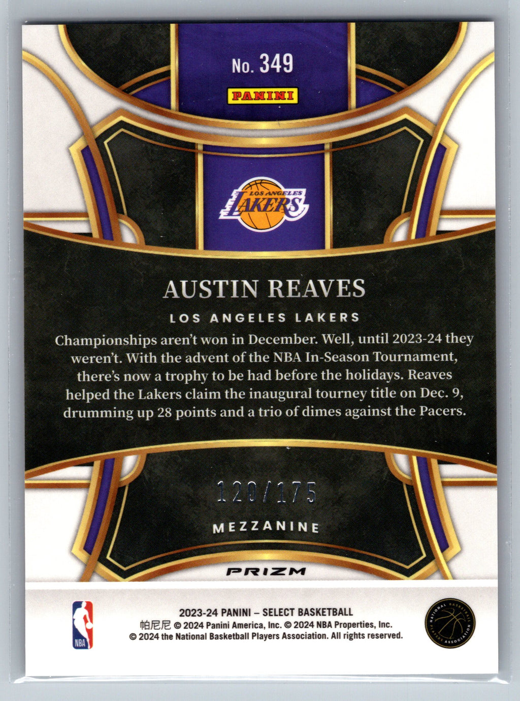 2023 Panini Select Austin Reaves Maroon Mezzanine Level /175 $349