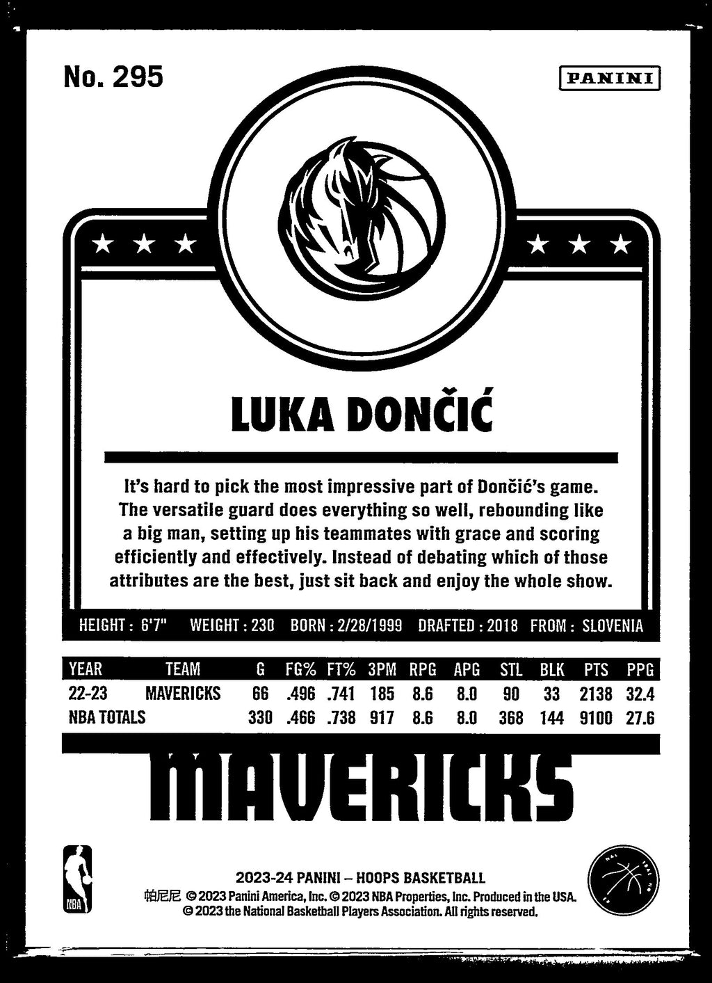 2023 Panini NBA Hoops Luka Doncic /199 #295