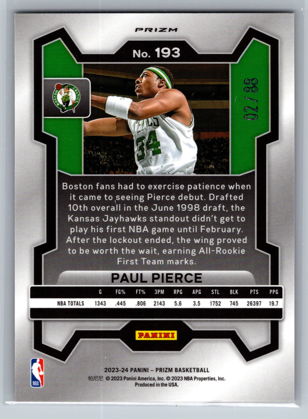 2023 Panini Prizm Paul Pierce Multi Wave /88 #193